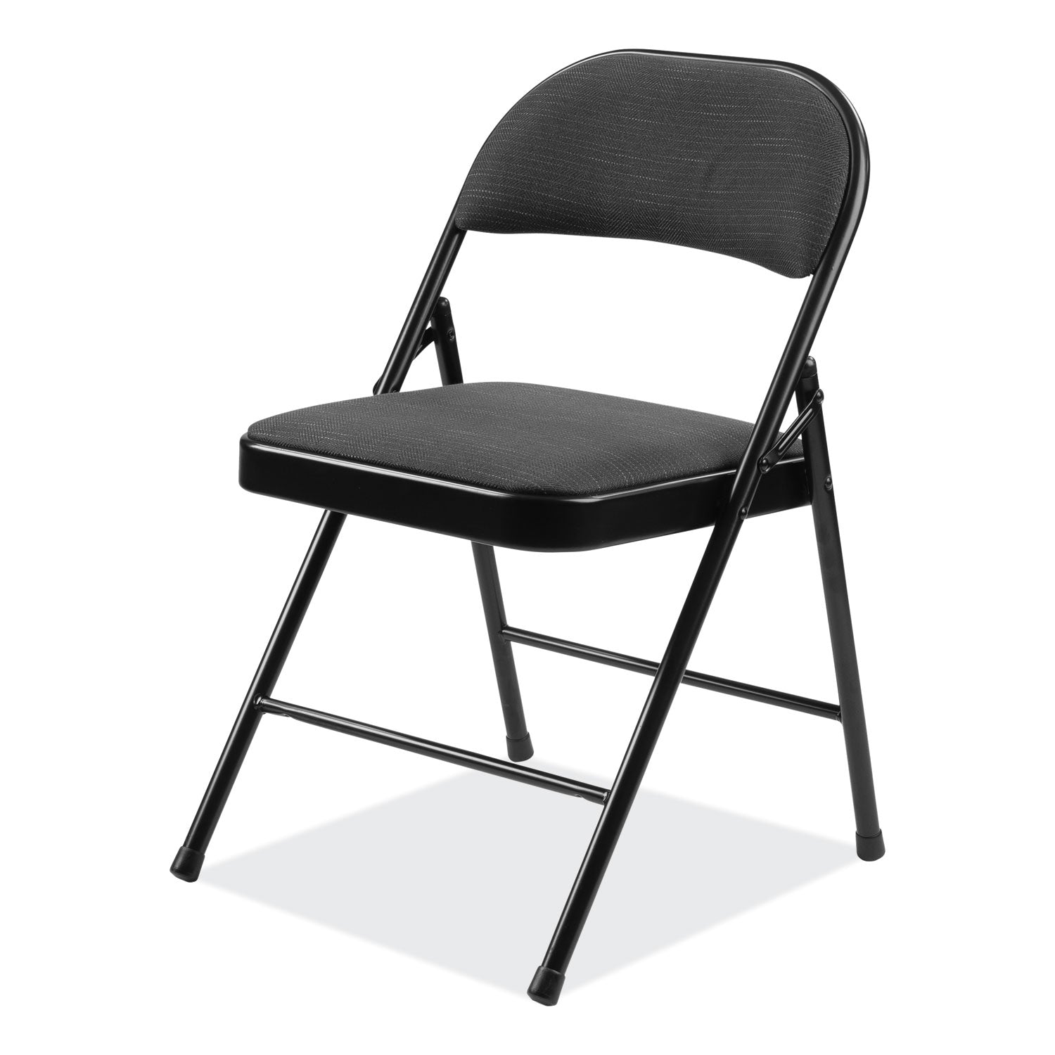 BASICS by NPS® 970 Series Fabric Padded Steel Folding Chair, Supports Up to 250 lb, 17.75" Seat Height, Star Trail Black, 4/Carton