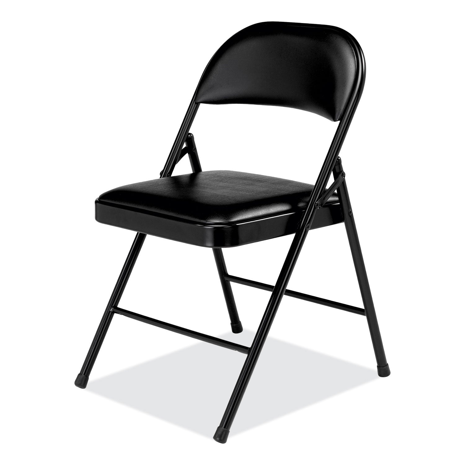 BASICS by NPS® 950 Series Vinyl Padded Steel Folding Chair, Supports Up to 250 lb, 17.75" Seat Height, Black, 4/Carton