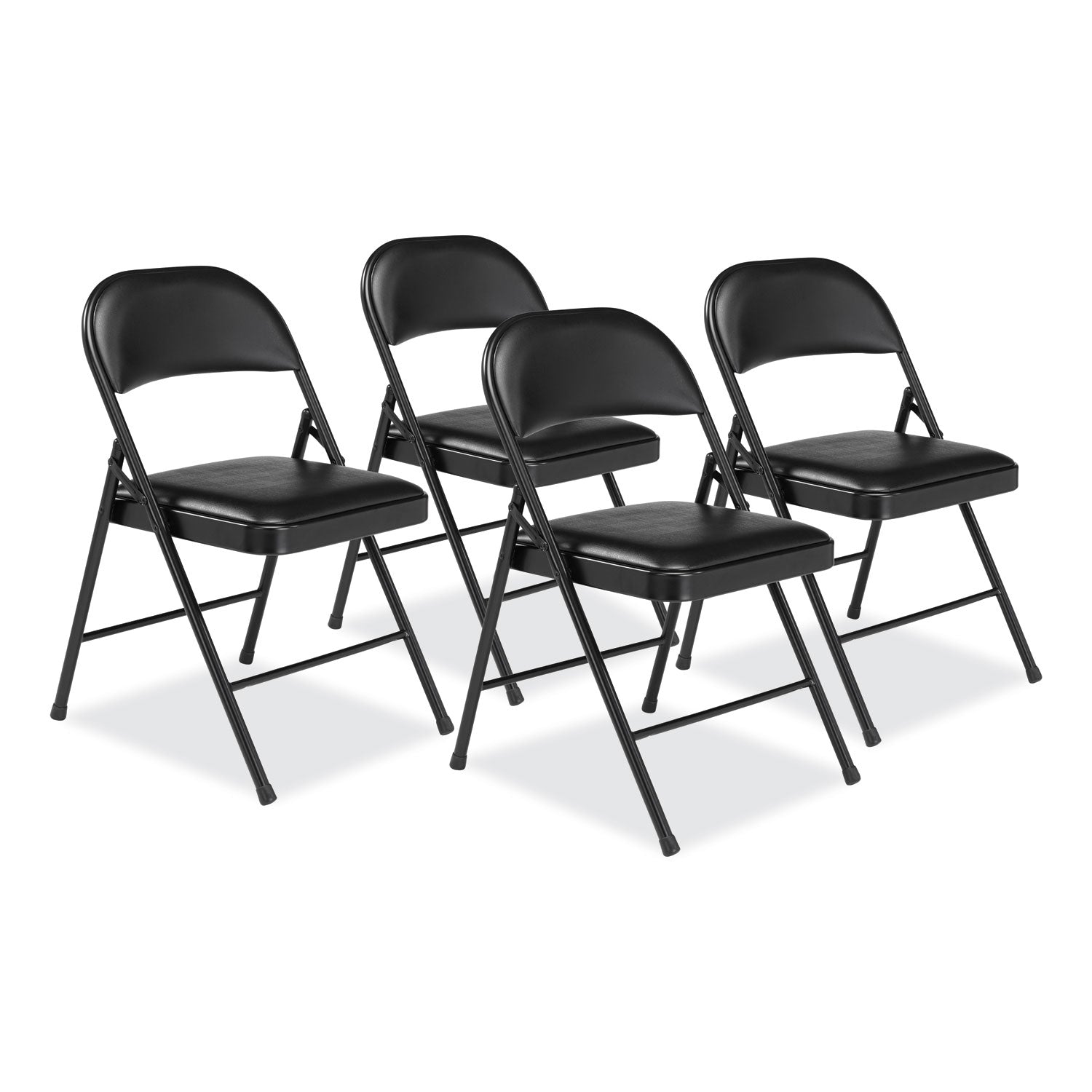 950 Series Vinyl Padded Steel Folding Chair, Supports Up to 250 lb, 17.75" Seat Height, Black, 4/Carton