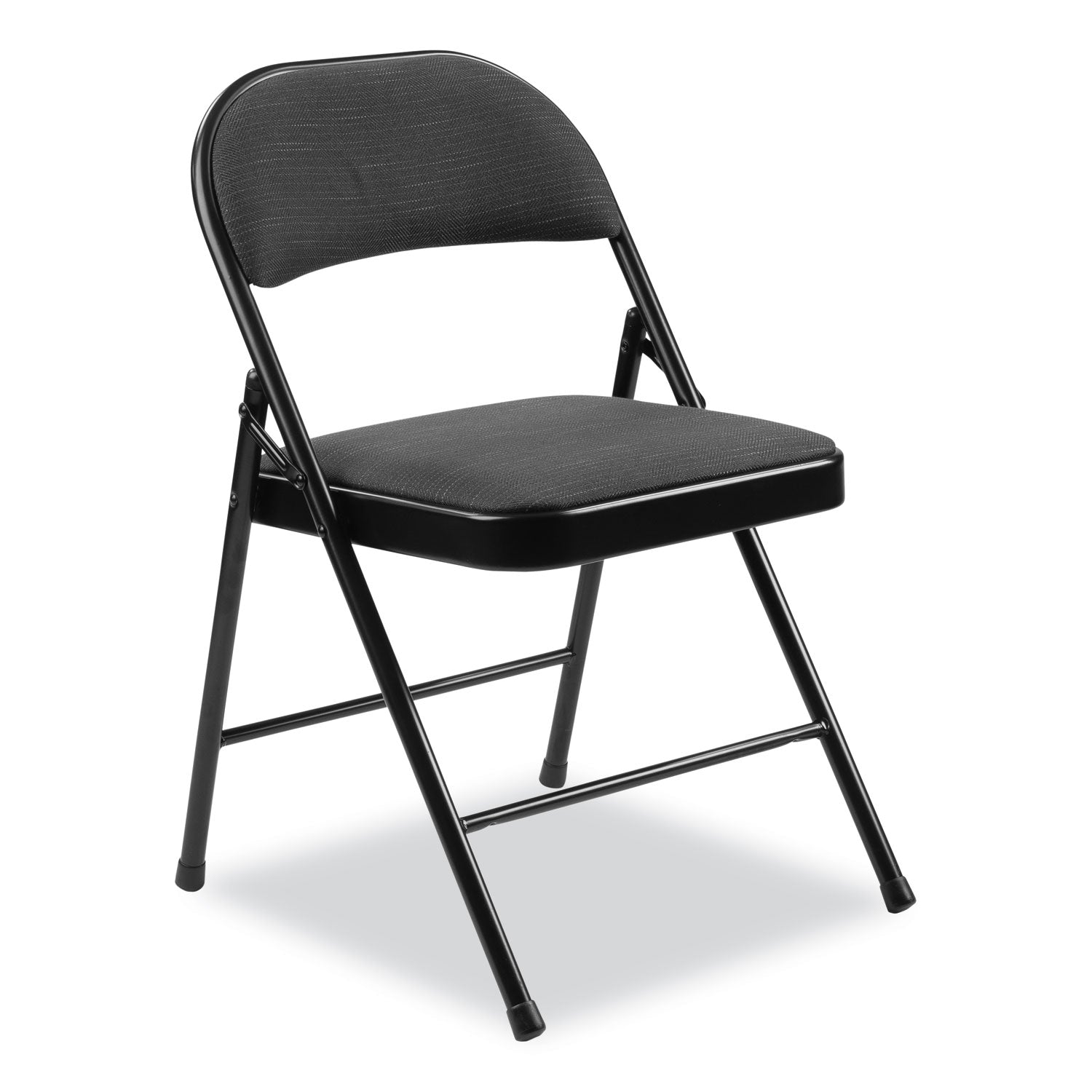 BASICS by NPS® 970 Series Fabric Padded Steel Folding Chair, Supports Up to 250 lb, 17.75" Seat Height, Star Trail Black, 4/Carton