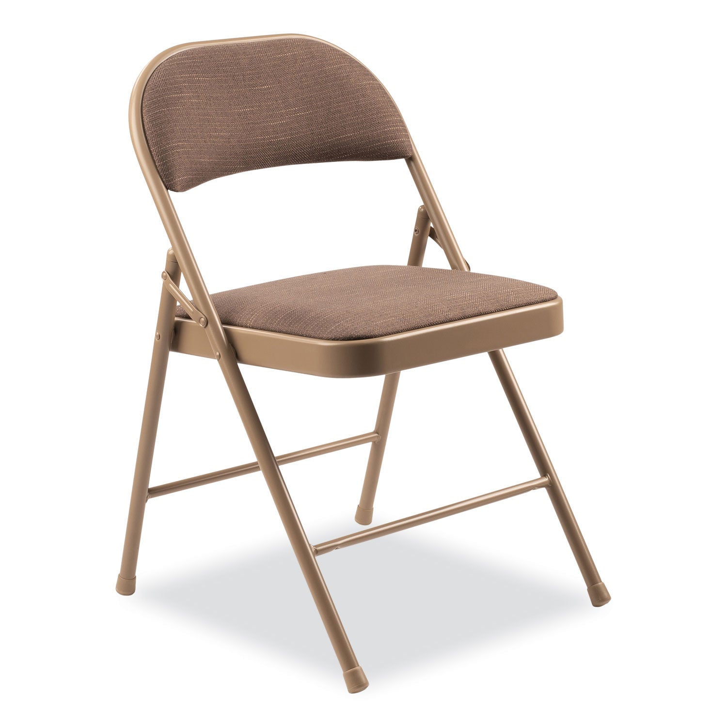 BASICS by NPS® 970 Series Fabric Padded Steel Folding Chair, Supports Up to 250 lb, 17.75" Seat Height, Star Trail Brown, 4/Carton