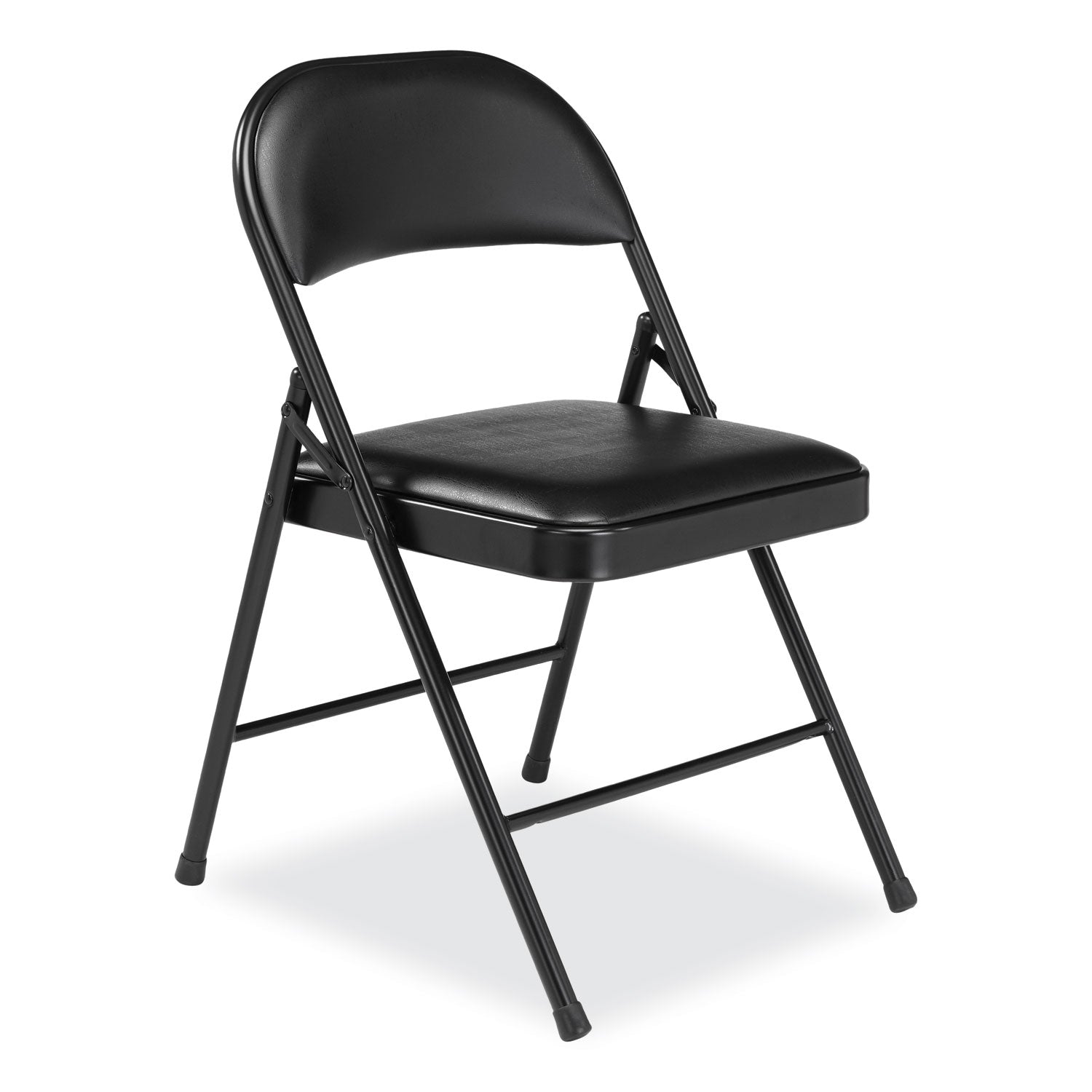 BASICS by NPS® 950 Series Vinyl Padded Steel Folding Chair, Supports Up to 250 lb, 17.75" Seat Height, Black, 4/Carton