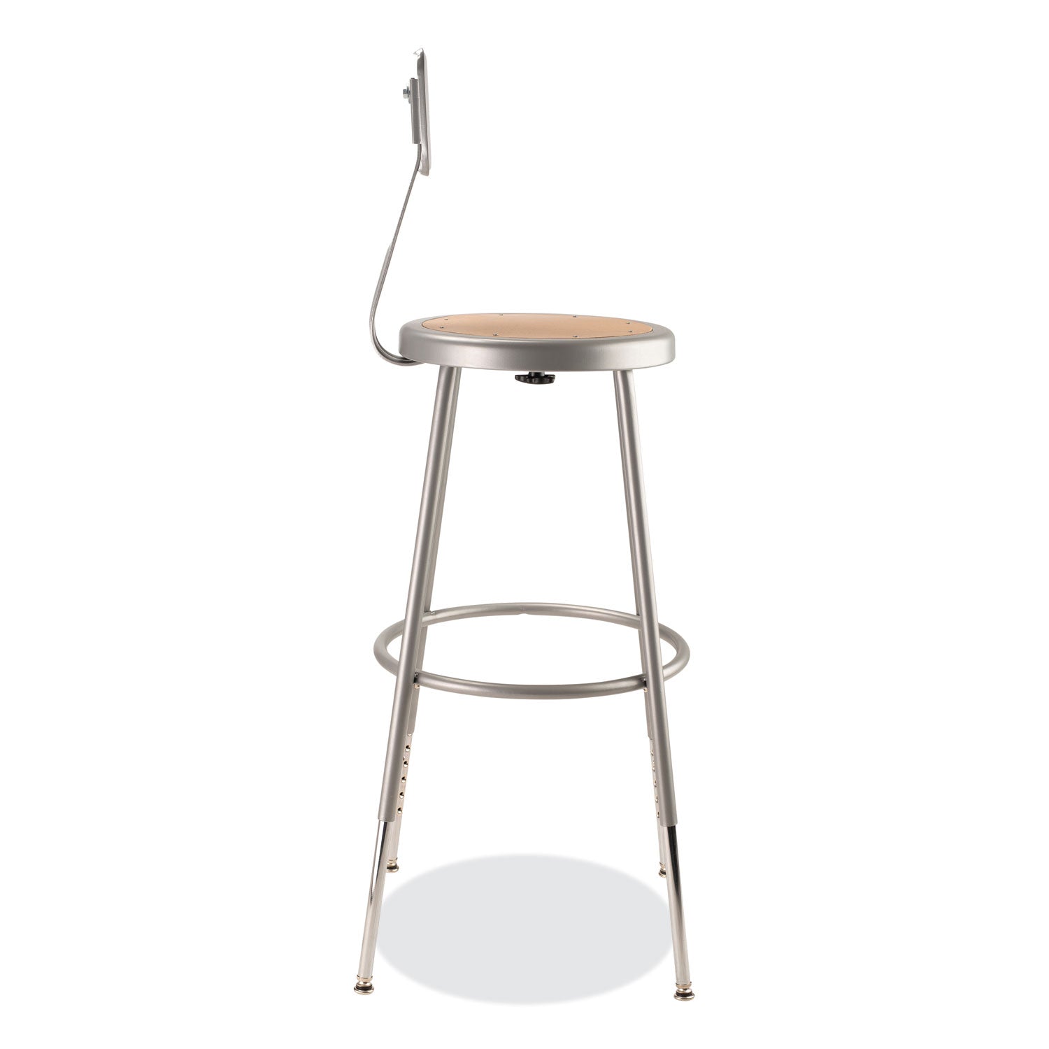 NPS® 6200 Series 25" to 33" Height Adjustable Heavy Duty Stool with Backrest, Supports Up to 500 lb, Brown Seat, Gray Base