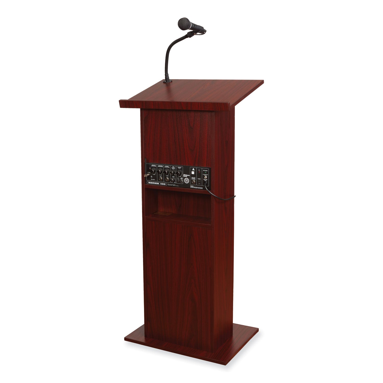 Oklahoma Sound® Power Plus Lectern, 22 x 17 x 46, Mahogany