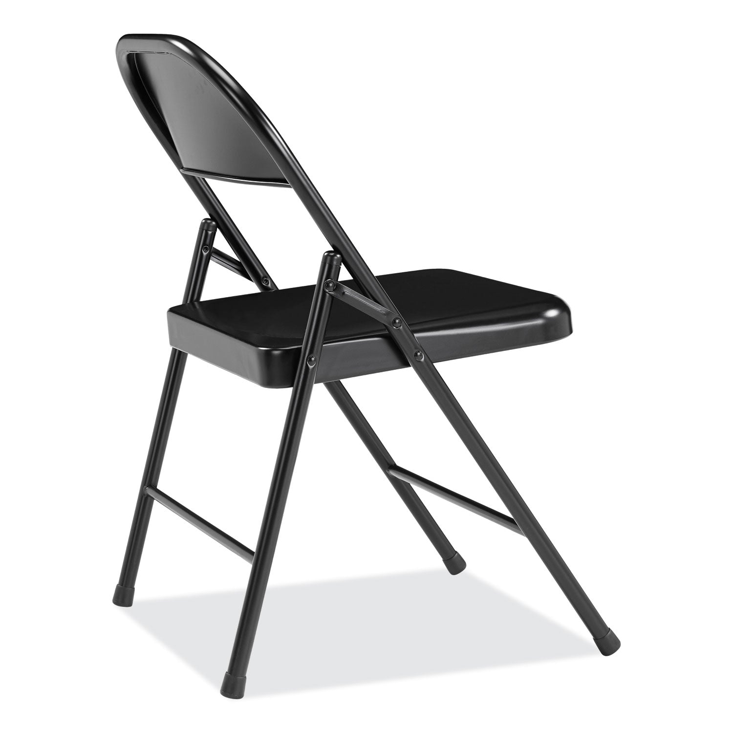 BASICS by NPS® 900 Series All-Steel Folding Chair, Supports Up to 250 lb, 17.75" Seat Height, Black Seat, Black Back, Black Base, 4/Carton