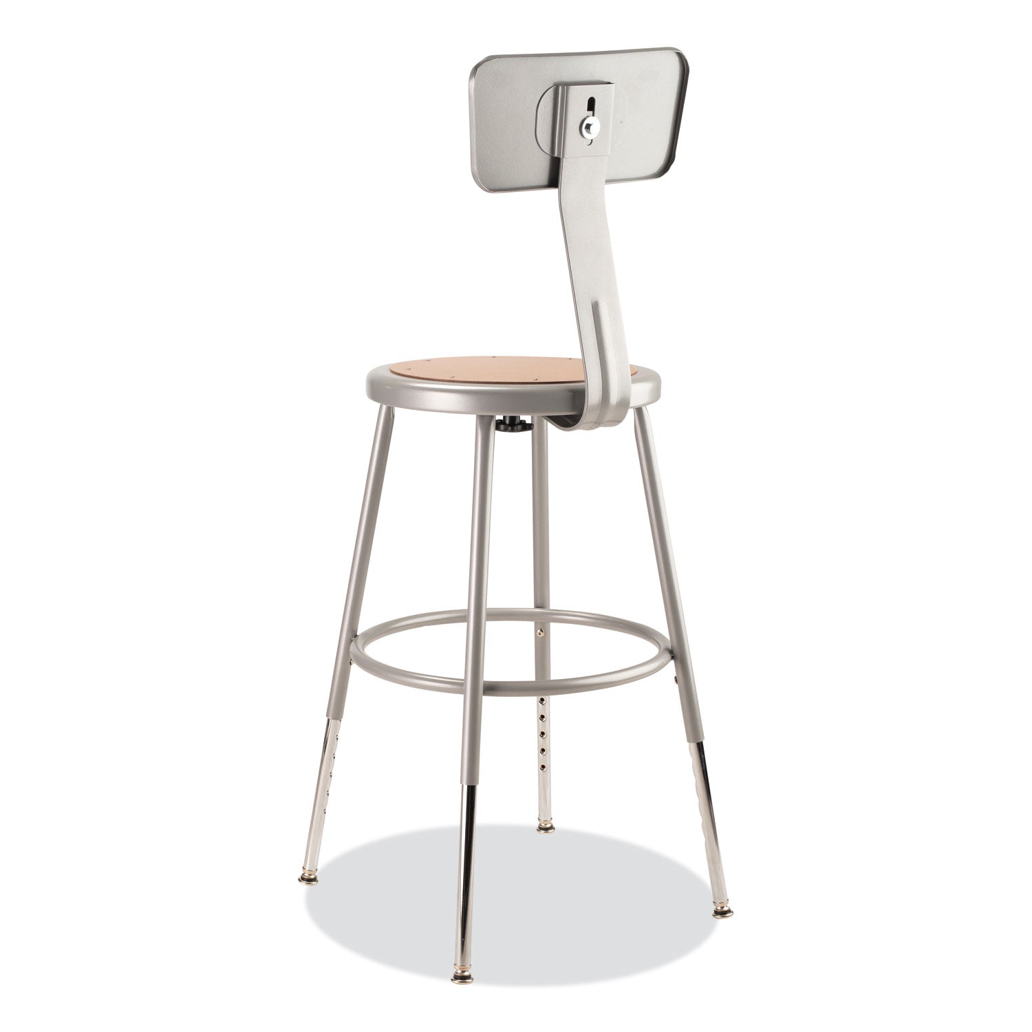 NPS® 6200 Series 19" to 27" Height Adjustable Heavy Duty Stool with Backrest, Supports 500 lb, Brown Seat, Gray Back, Gray Base