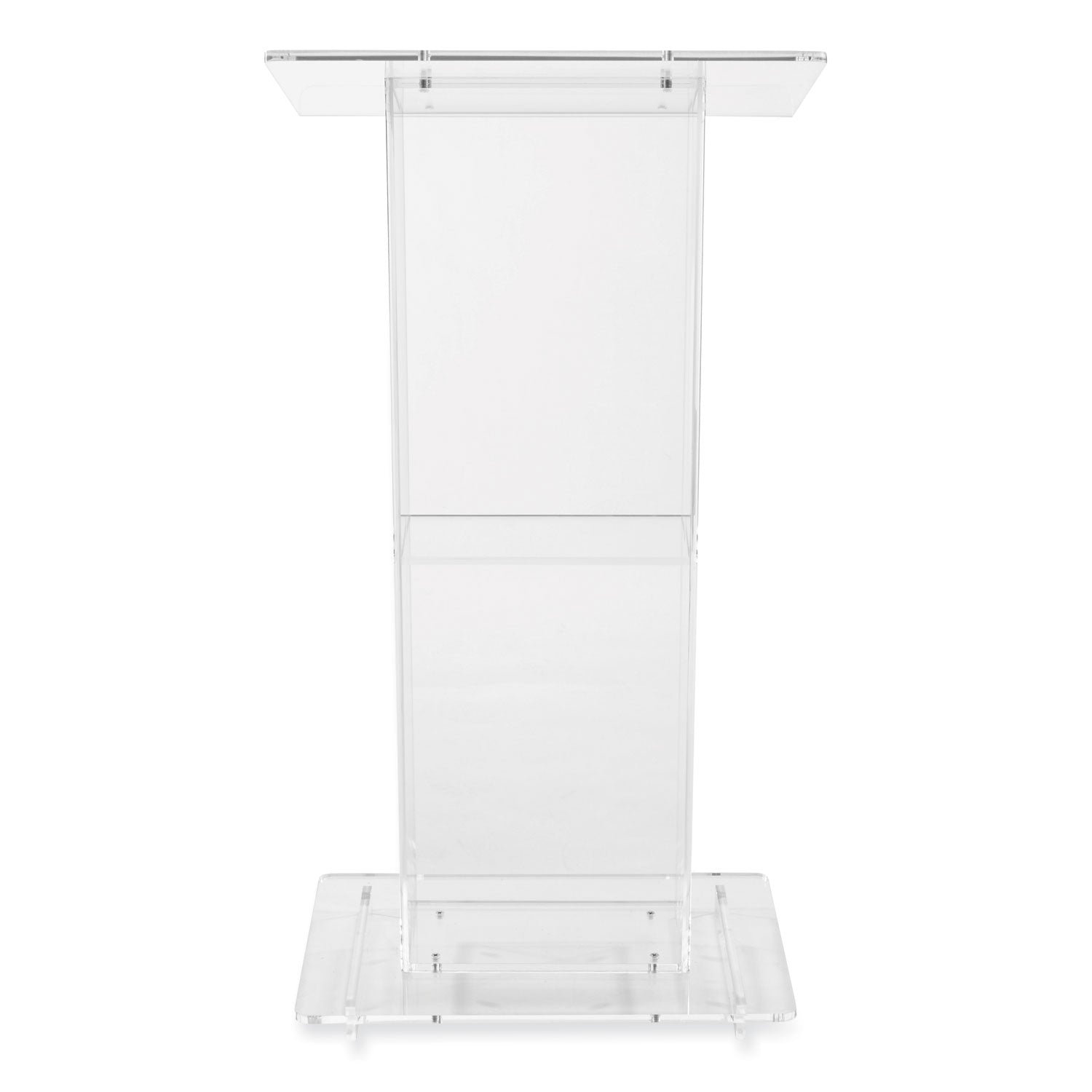 Oklahoma Sound® Clear Acrylic Lectern with Shelf, 24 x 15 x 46, Clear