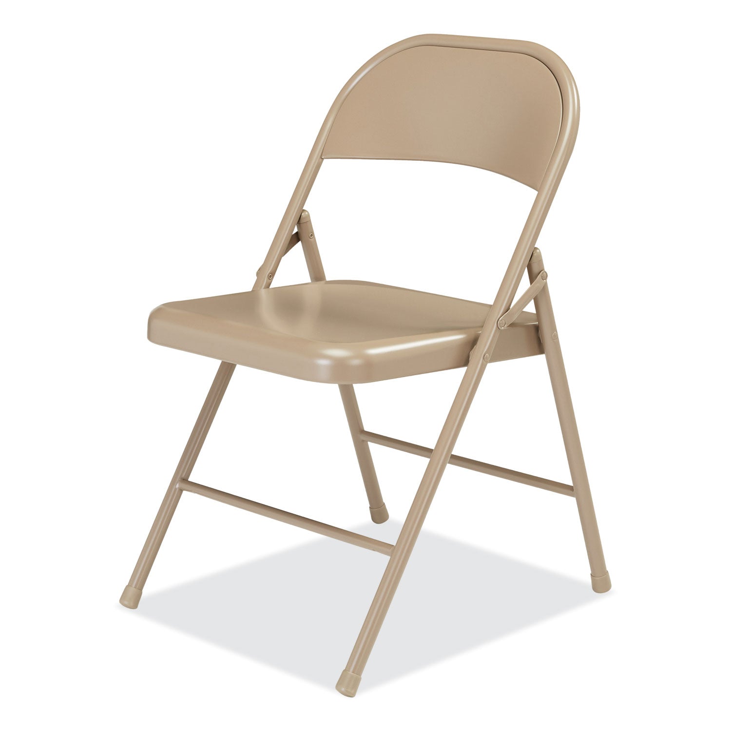 BASICS by NPS® 900 Series All-Steel Folding Chair, Supports Up to 250 lb, 17.75" Seat Height, Beige Seat, Beige Back, Beige Base, 4/Carton