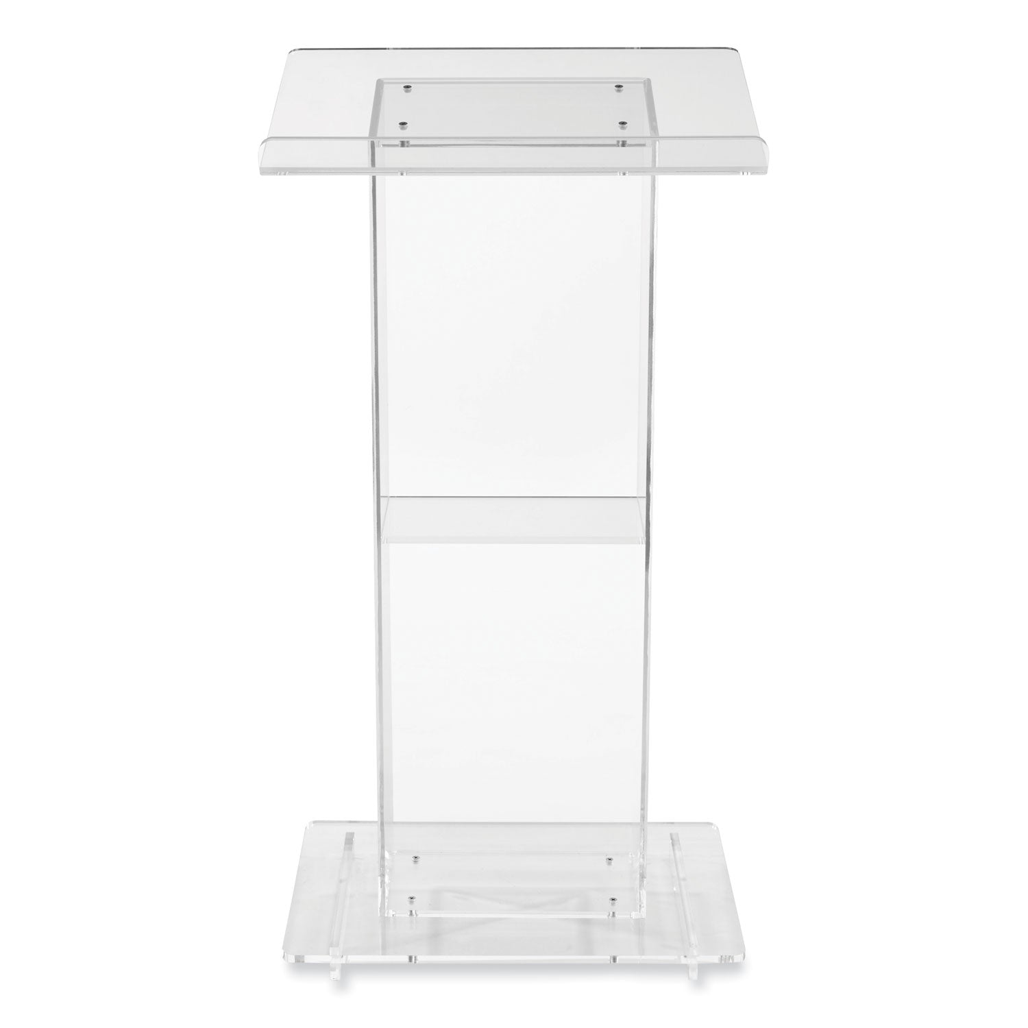 Oklahoma Sound® Clear Acrylic Lectern with Shelf, 24 x 15 x 46, Clear