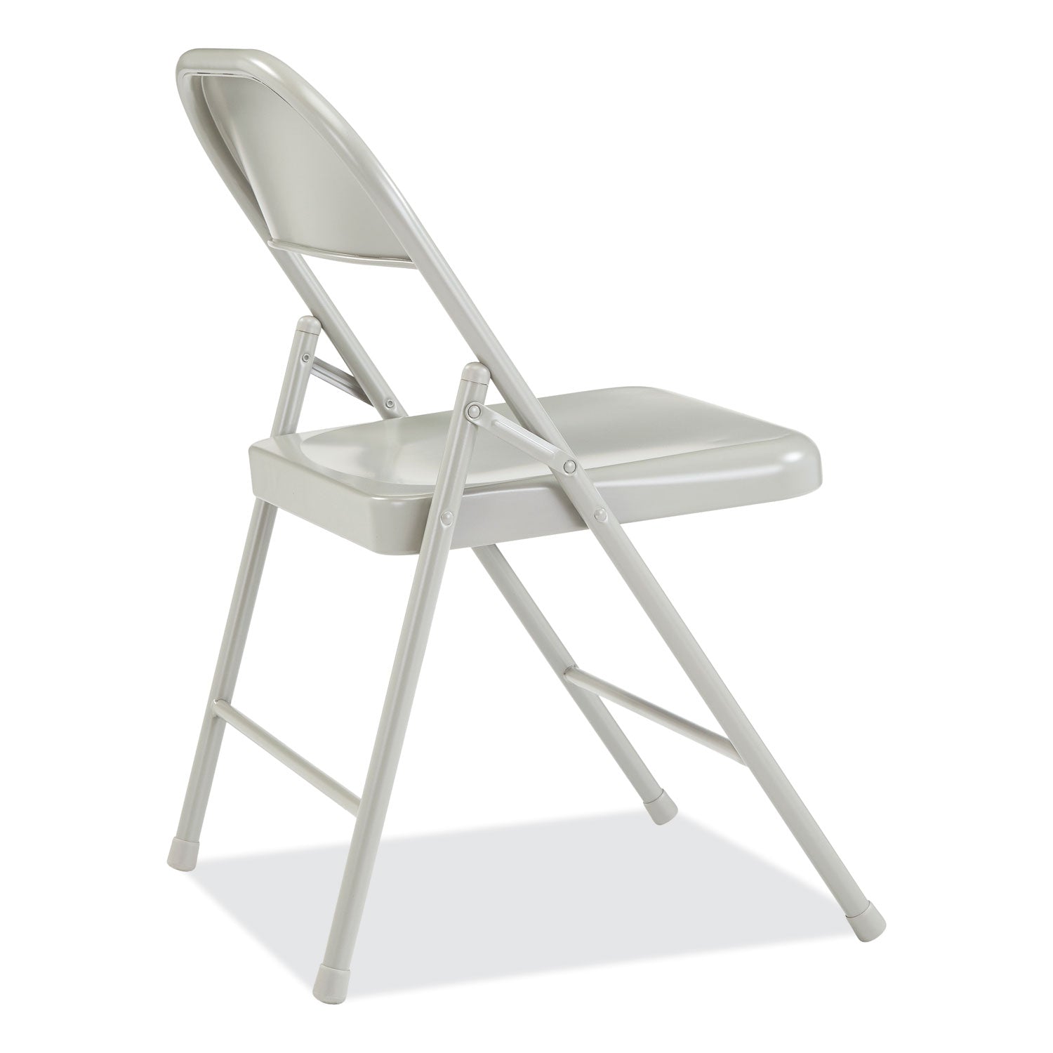 BASICS by NPS® 900 Series All-Steel Folding Chair, Supports Up to 250 lb, 17.75" Seat Height, Gray Seat, Gray Back, Gray Base, 4/Cartpn