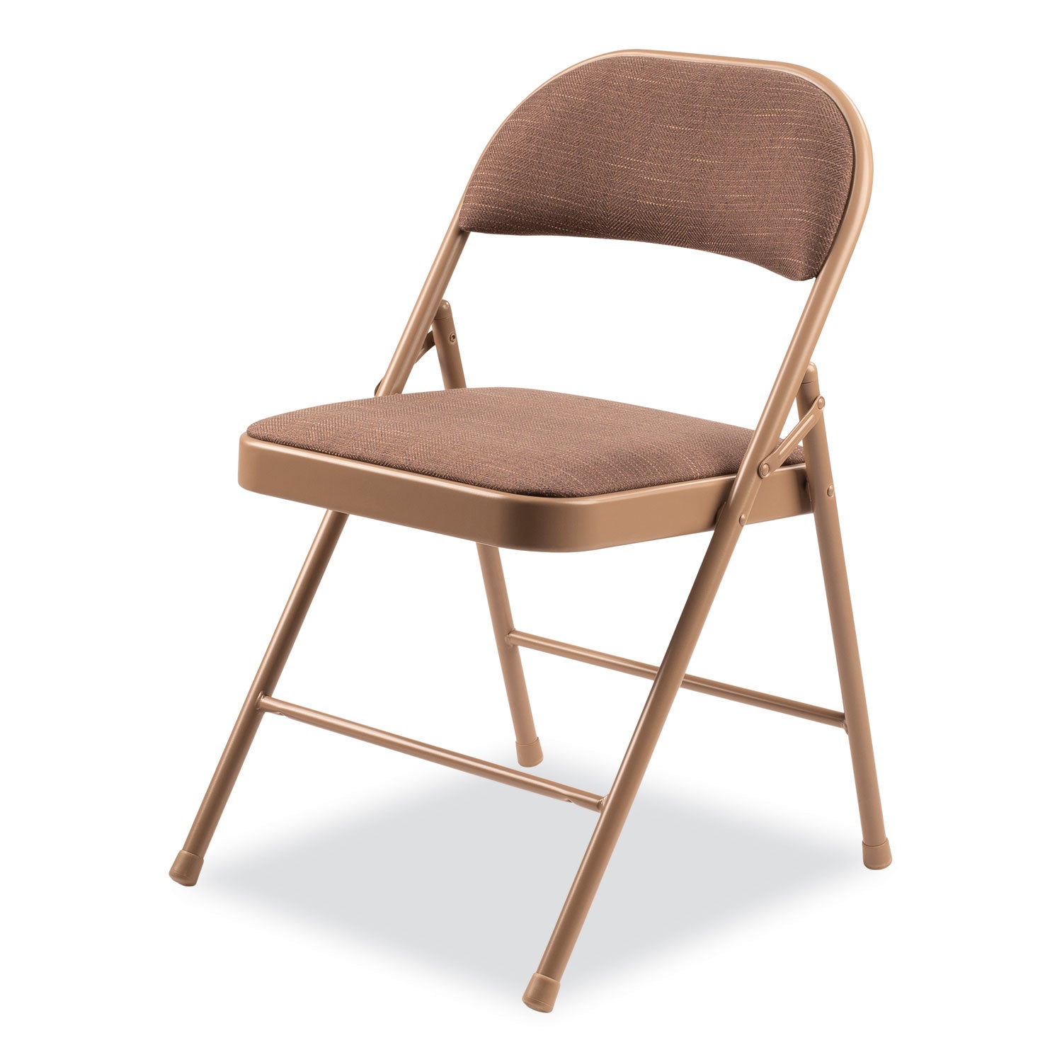 BASICS by NPS® 970 Series Fabric Padded Steel Folding Chair, Supports Up to 250 lb, 17.75" Seat Height, Star Trail Brown, 4/Carton