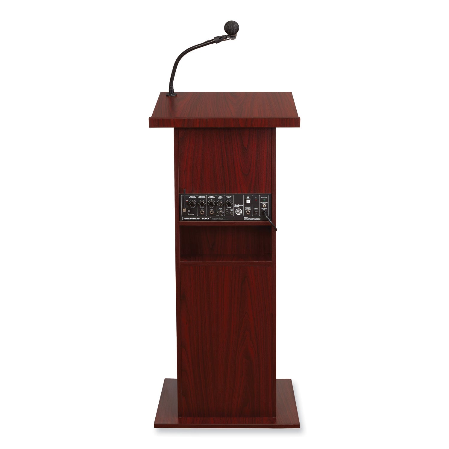 Oklahoma Sound® Power Plus Lectern, 22 x 17 x 46, Mahogany