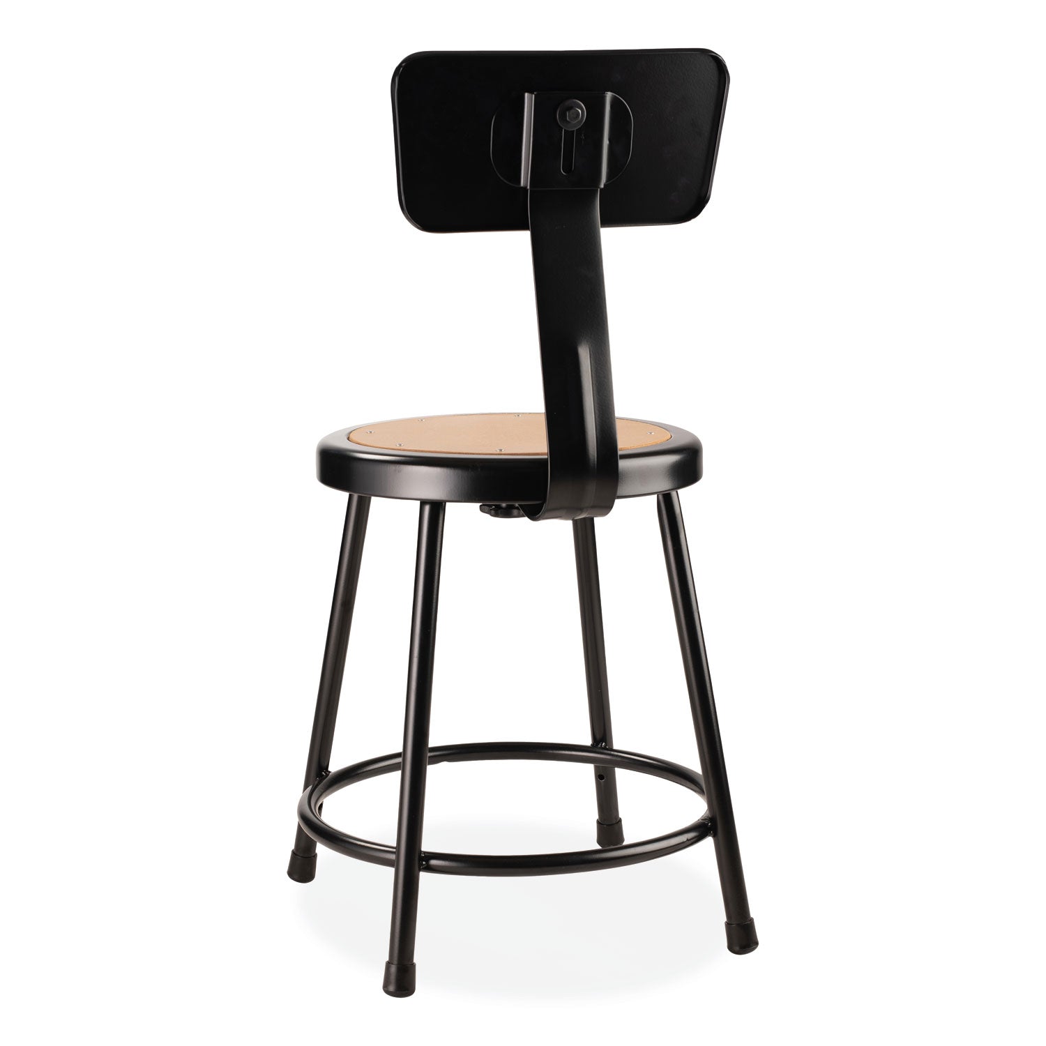 NPS® 6200 Series 18" Heavy Duty Stool with Backrest, Supports Up to 500 lb, 33" Seat Height, Brown Seat, Black Back/Base