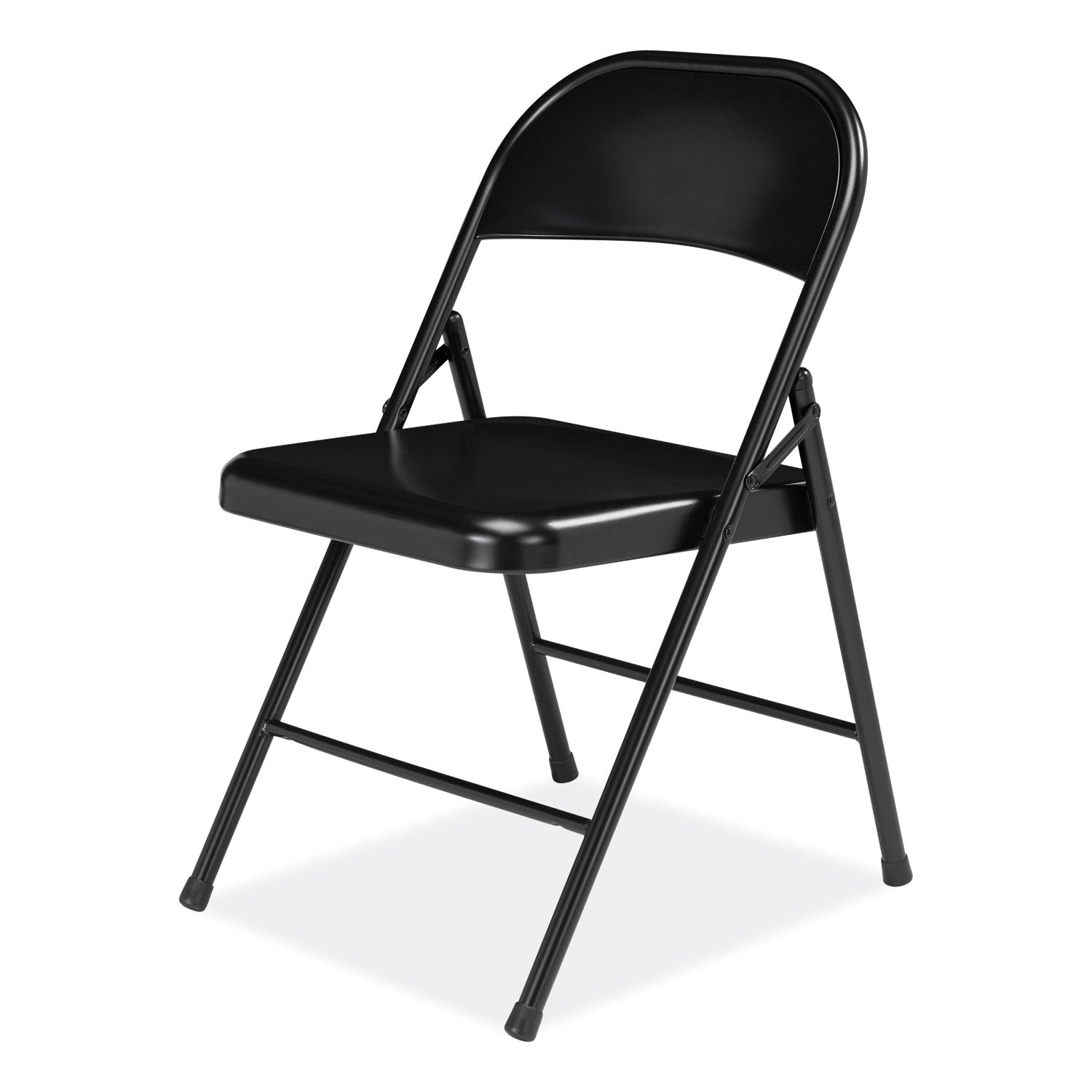 BASICS by NPS® 900 Series All-Steel Folding Chair, Supports Up to 250 lb, 17.75" Seat Height, Black Seat, Black Back, Black Base, 4/Carton