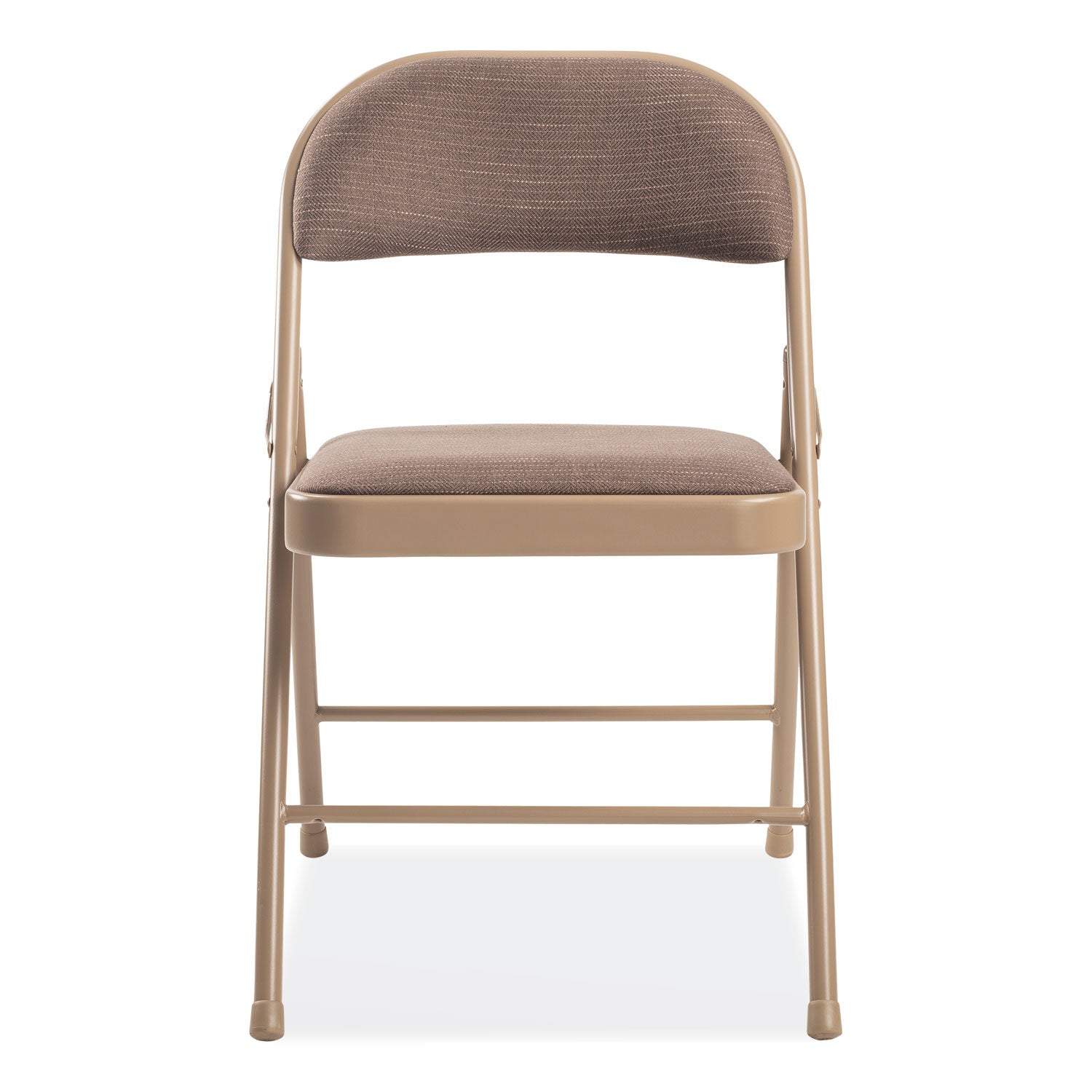 BASICS by NPS® 970 Series Fabric Padded Steel Folding Chair, Supports Up to 250 lb, 17.75" Seat Height, Star Trail Brown, 4/Carton