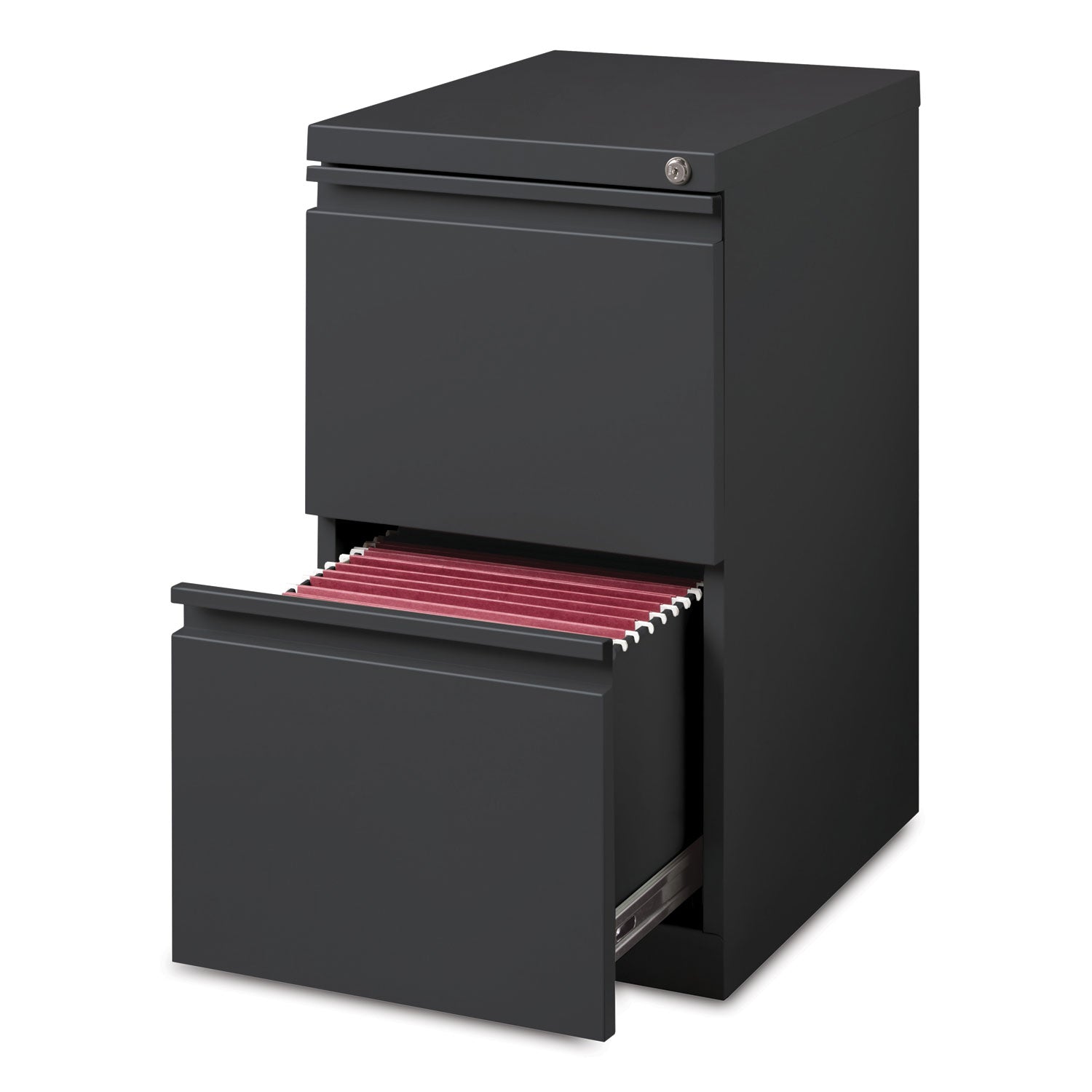 Hirsh Industries® Full-Width Pull 20 Deep Mobile Pedestal File, 2-Drawer: File/File, Letter, Charcoal, 15 x 19.88 x 27.75