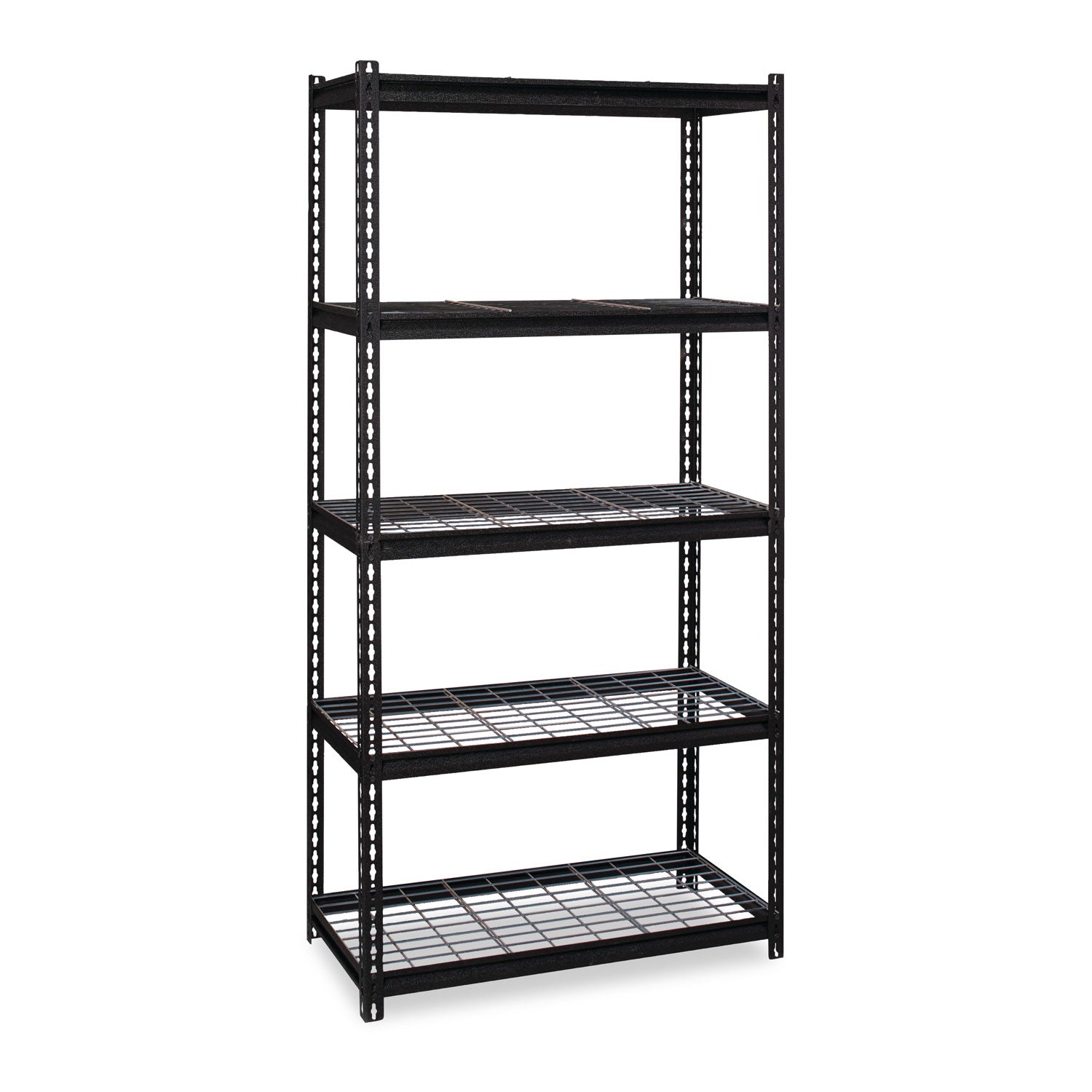 Iron Horse 2300 Wire Deck Shelving, Five-Shelf, 36w x 18d x 72h, Black