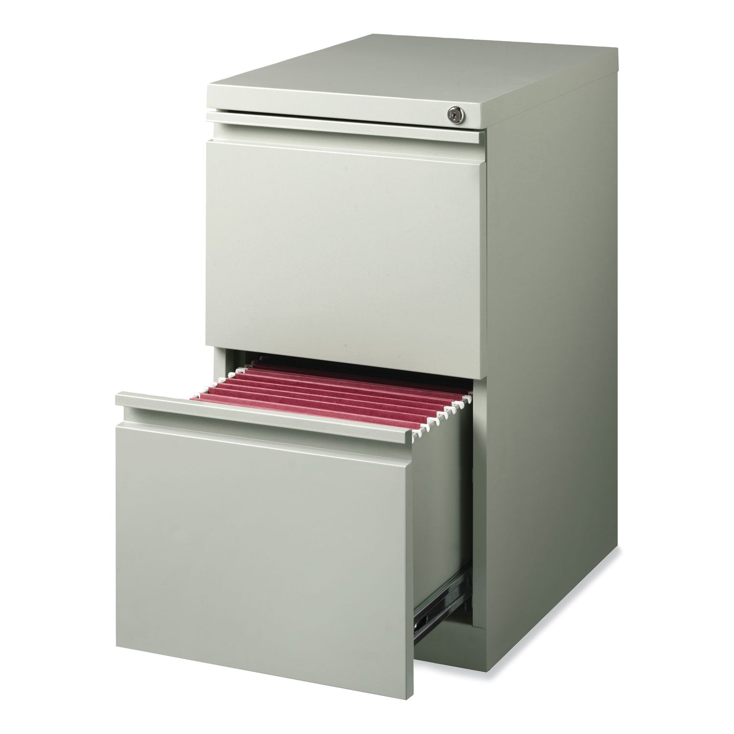 Hirsh Industries® Full-Width Pull 20 Deep Mobile Pedestal File, 2-Drawer: File/File, Letter, Light Gray, 15 x 19.88 x 27.75