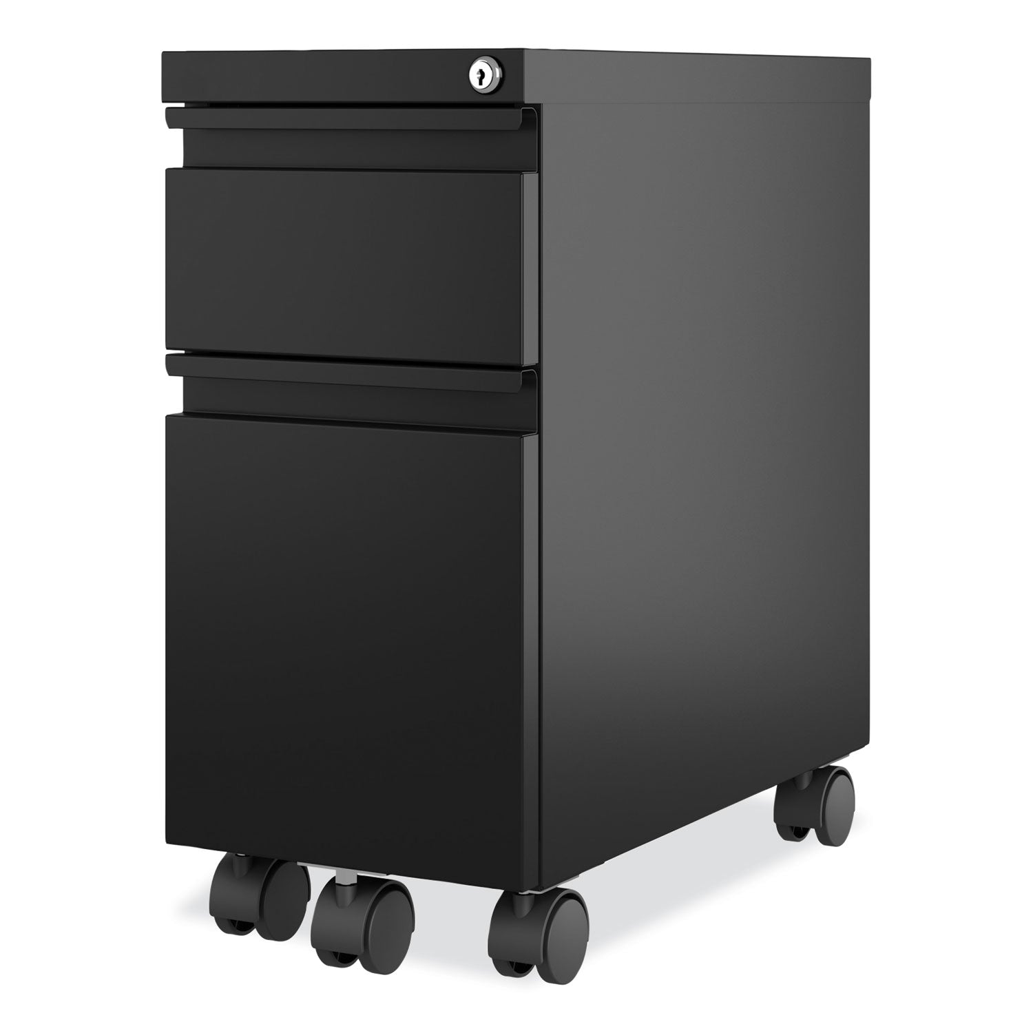 Hirsh Industries® Zip Mobile Pedestal File, 2-Drawer: Box/File, Legal/Letter, Black, 10 x 19.88 x 21.75