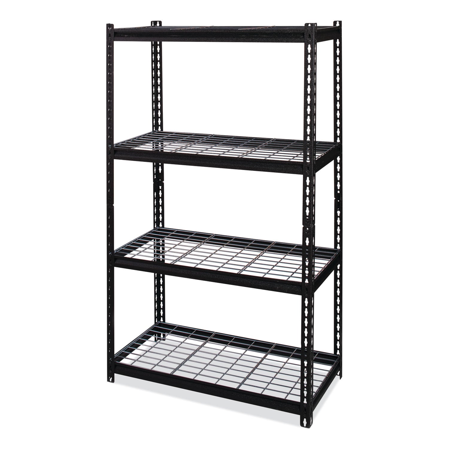 Iron Horse 2300 Wire Deck Shelving, Four-Shelf, 36w x 18d x 60h, Black