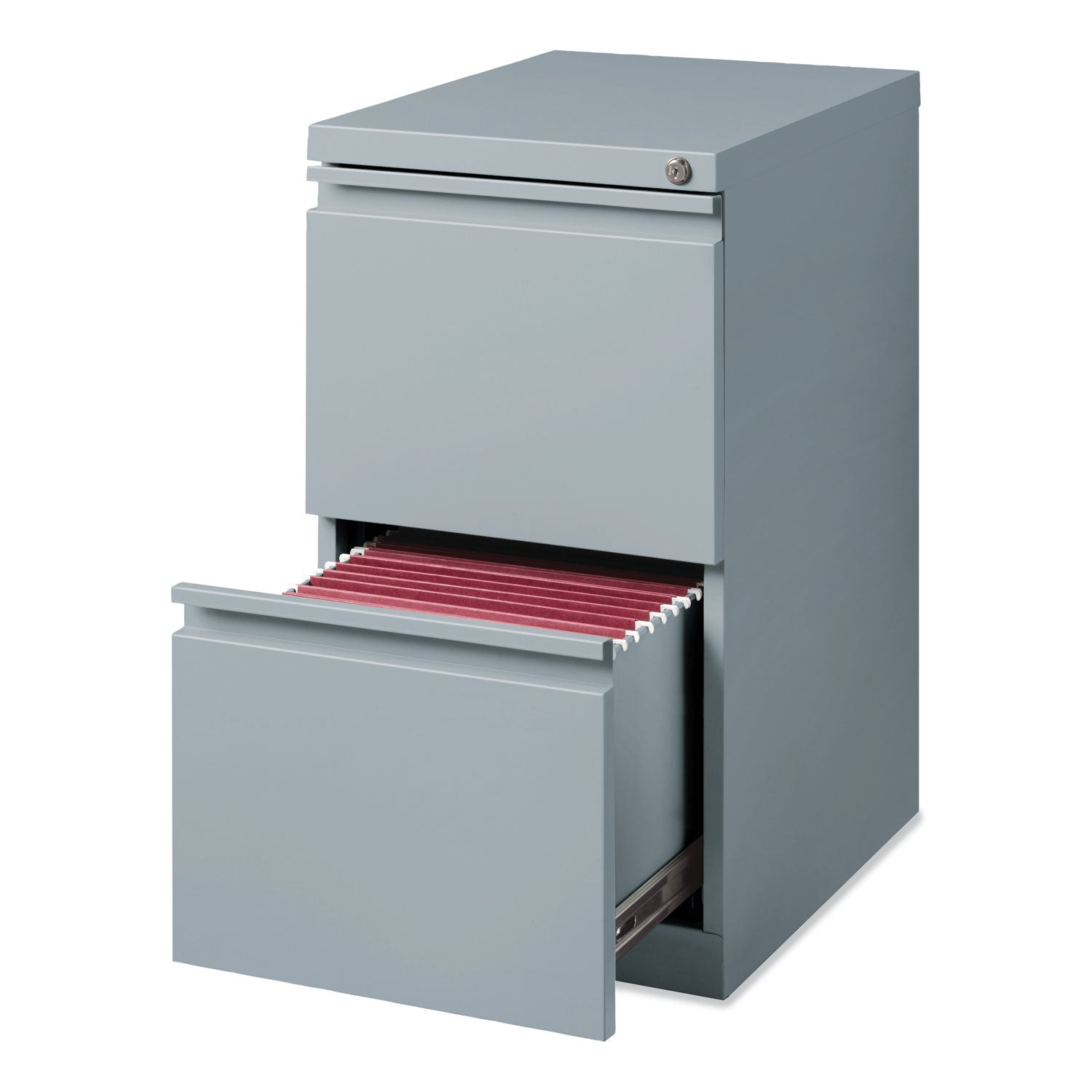 Hirsh Industries® Full-Width Pull 20 Deep Mobile Pedestal File, 2-Drawer: File/File, Letter, Platinum, 15 x 19.88 x 27.75