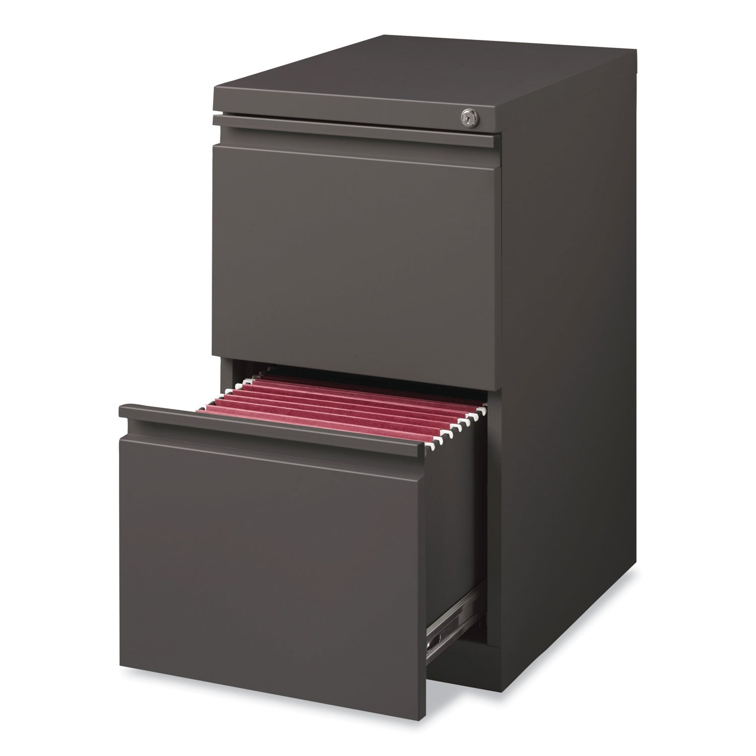 Hirsh Industries® Full-Width Pull 20 Deep Mobile Pedestal File, 2-Drawer: File/File, Letter, Medium Tone, 15 x 19.88 x 27.75