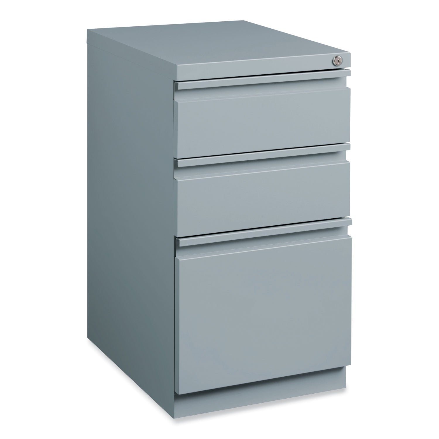 Full-Width Pull 20 Deep Mobile Pedestal File, 3-Drawer: Box/Box/File, Letter, Platinum, 15 x 19.88 x 27.75