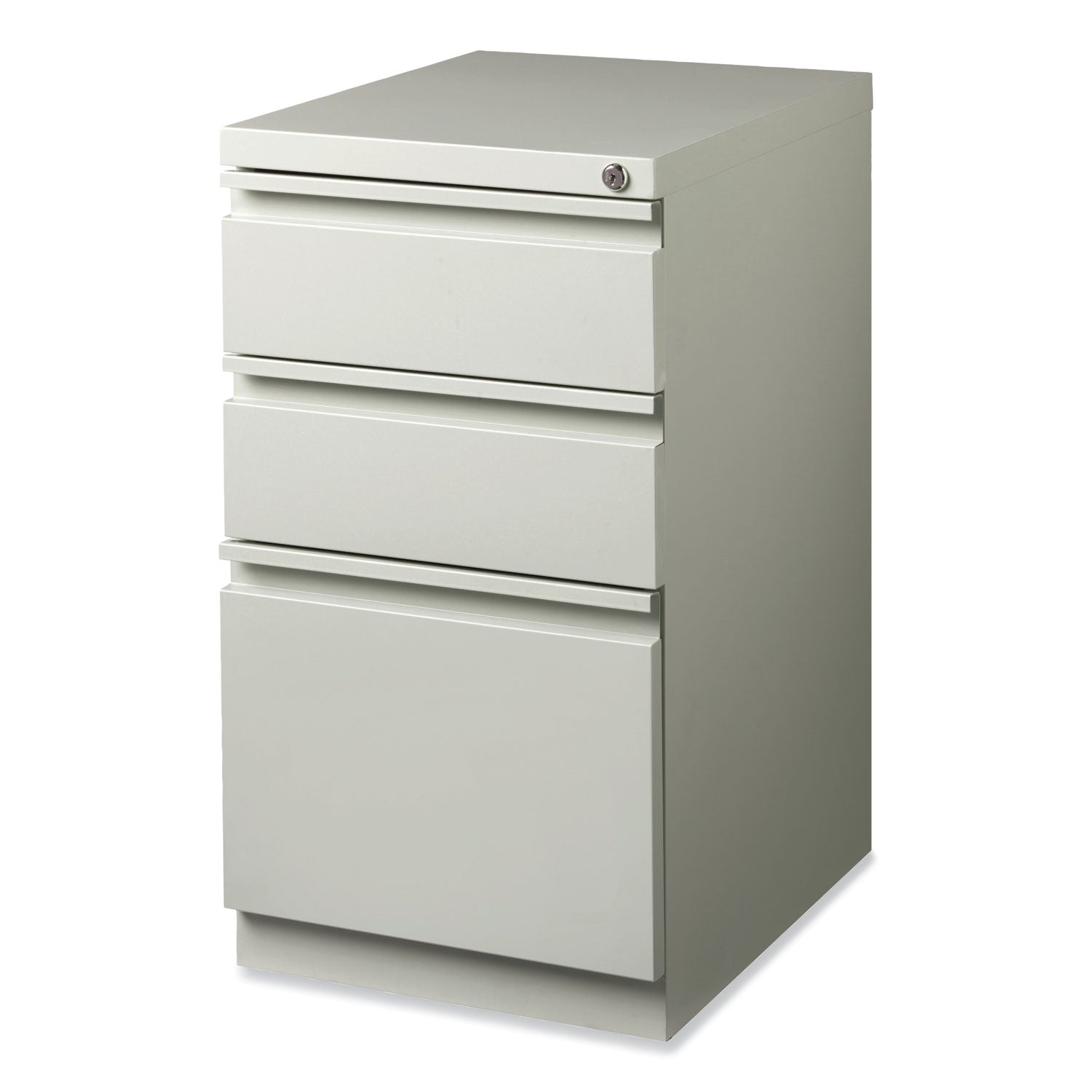 Full-Width Pull 20 Deep Mobile Pedestal File, 3-Drawer: Box/Box/File, Letter, Light Gray, 15 x 19.88 x 27.75