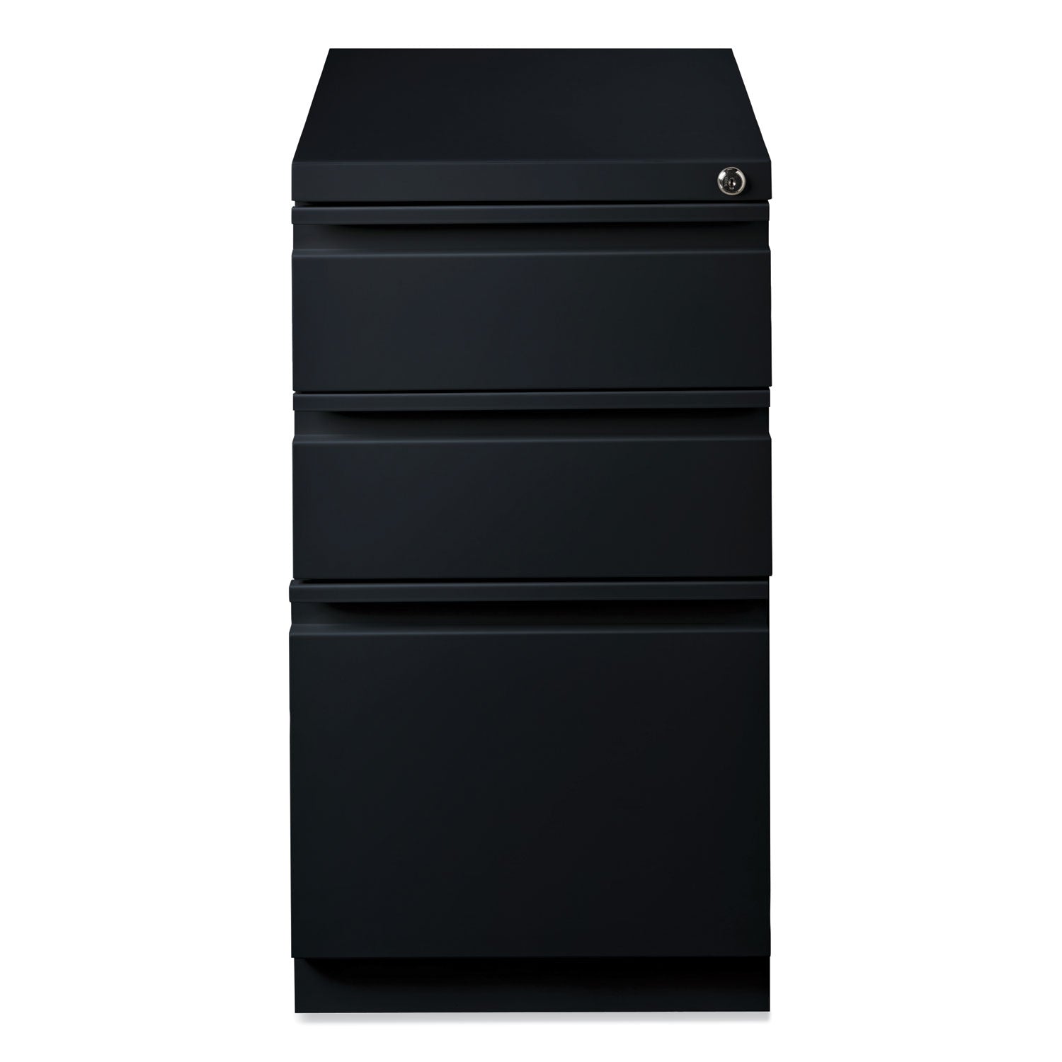 Hirsh Industries® Full-Width Pull 20 Deep Mobile Pedestal File, 3-Drawer: Box/Box/File, Letter, Black, 15 x 19.88 x 27.75