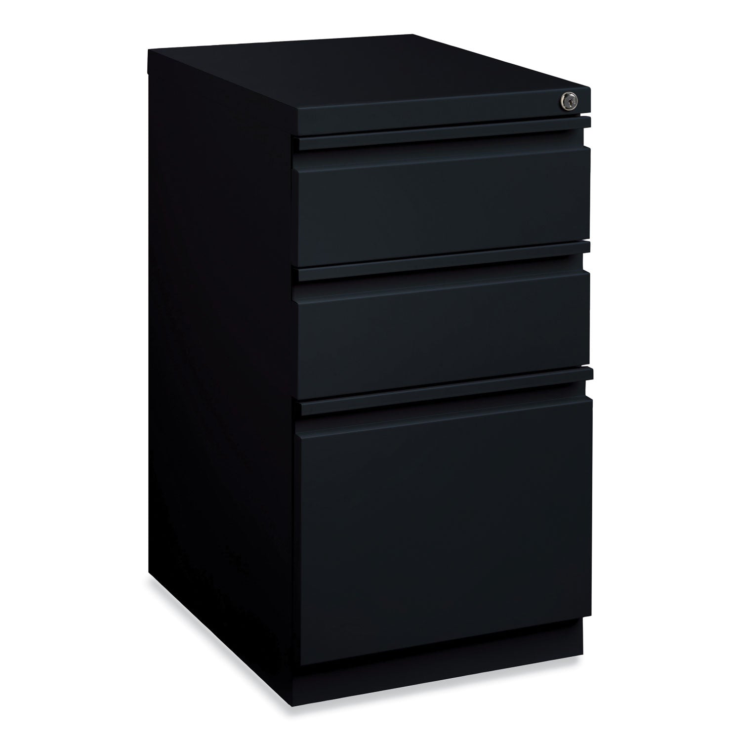 Hirsh Industries® Full-Width Pull 20 Deep Mobile Pedestal File, 3-Drawer: Box/Box/File, Letter, Black, 15 x 19.88 x 27.75