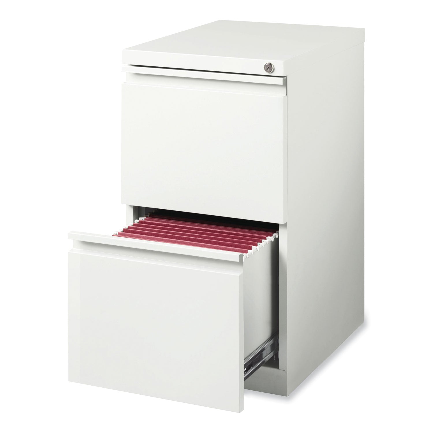 Hirsh Industries® Full-Width Pull 20 Deep Mobile Pedestal File, 2-Drawer: File/File, Letter, White, 15 x 19.88 x 27.75