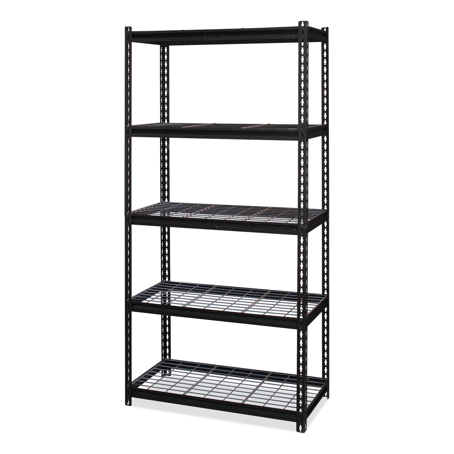 Hirsh Industries® Iron Horse 2300 Wire Deck Shelving, Five-Shelf, 36w x 18d x 72h, Black