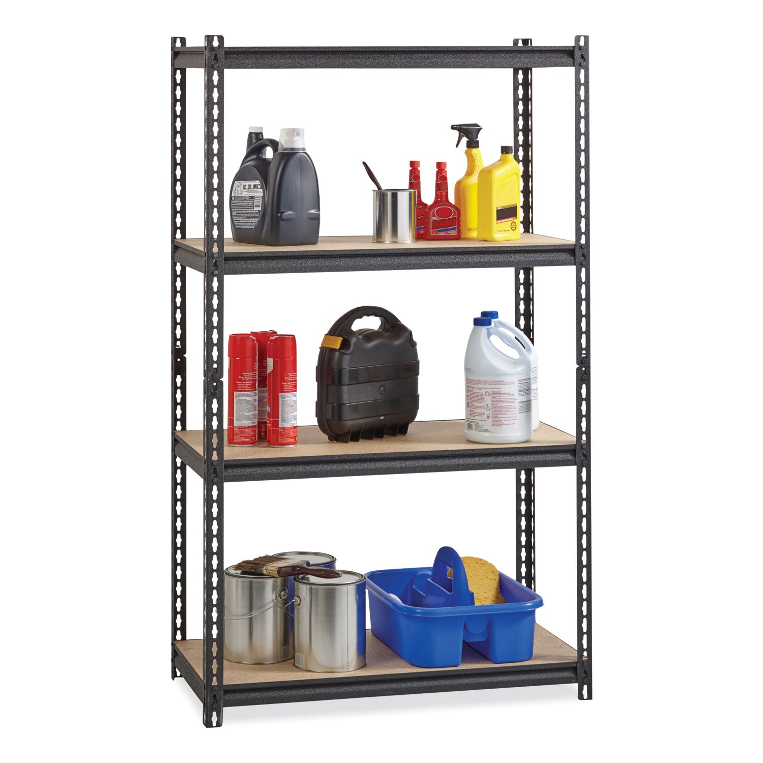 Hirsh Industries® Iron Horse 2300 Rivet Shelving, Four-Shelf, 36w x 18d x 60h, Black