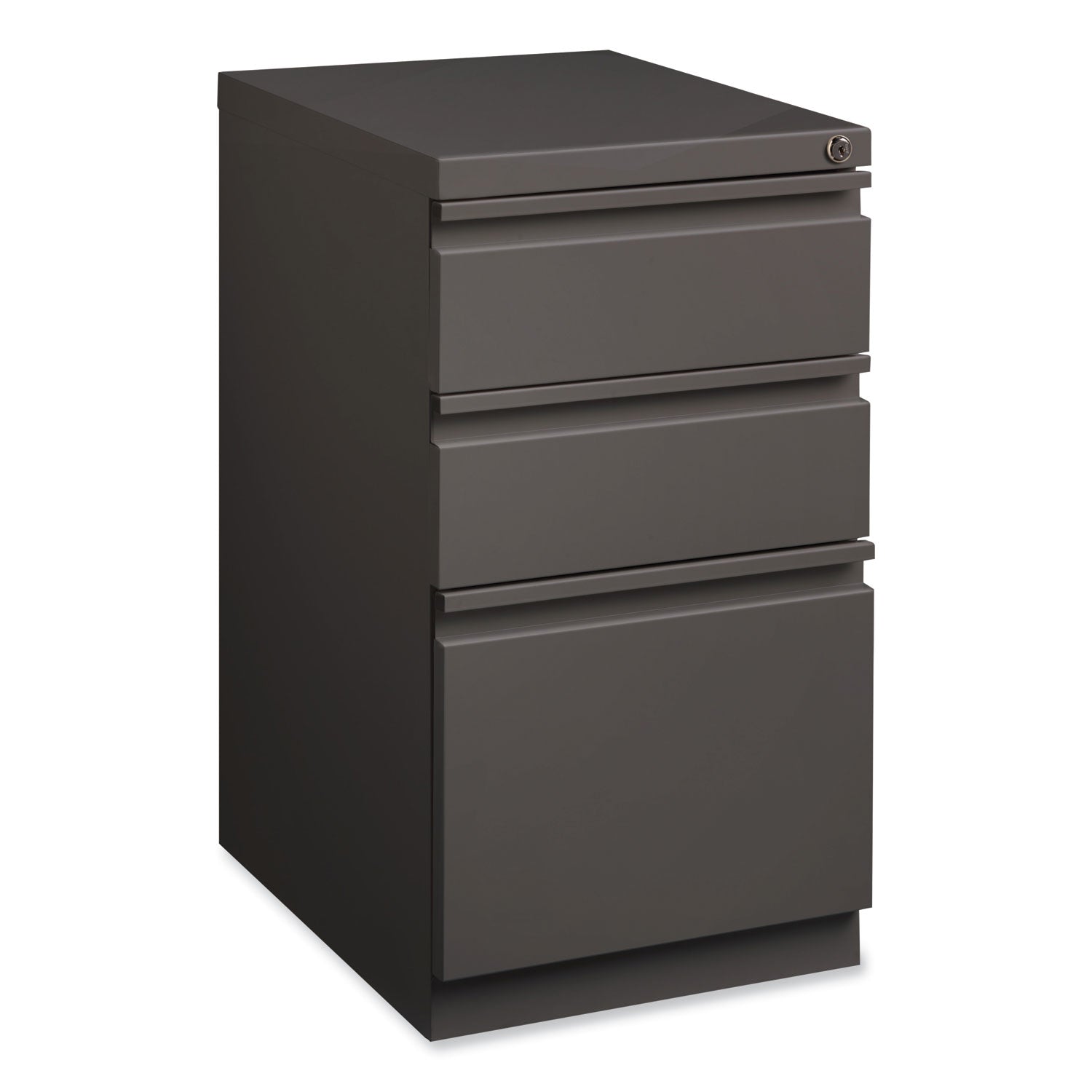 Full-Width Pull 20 Deep Mobile Pedestal File, 3-Drawer: Box/Box/File, Letter, Medium Tone, 15x19.88x27.75