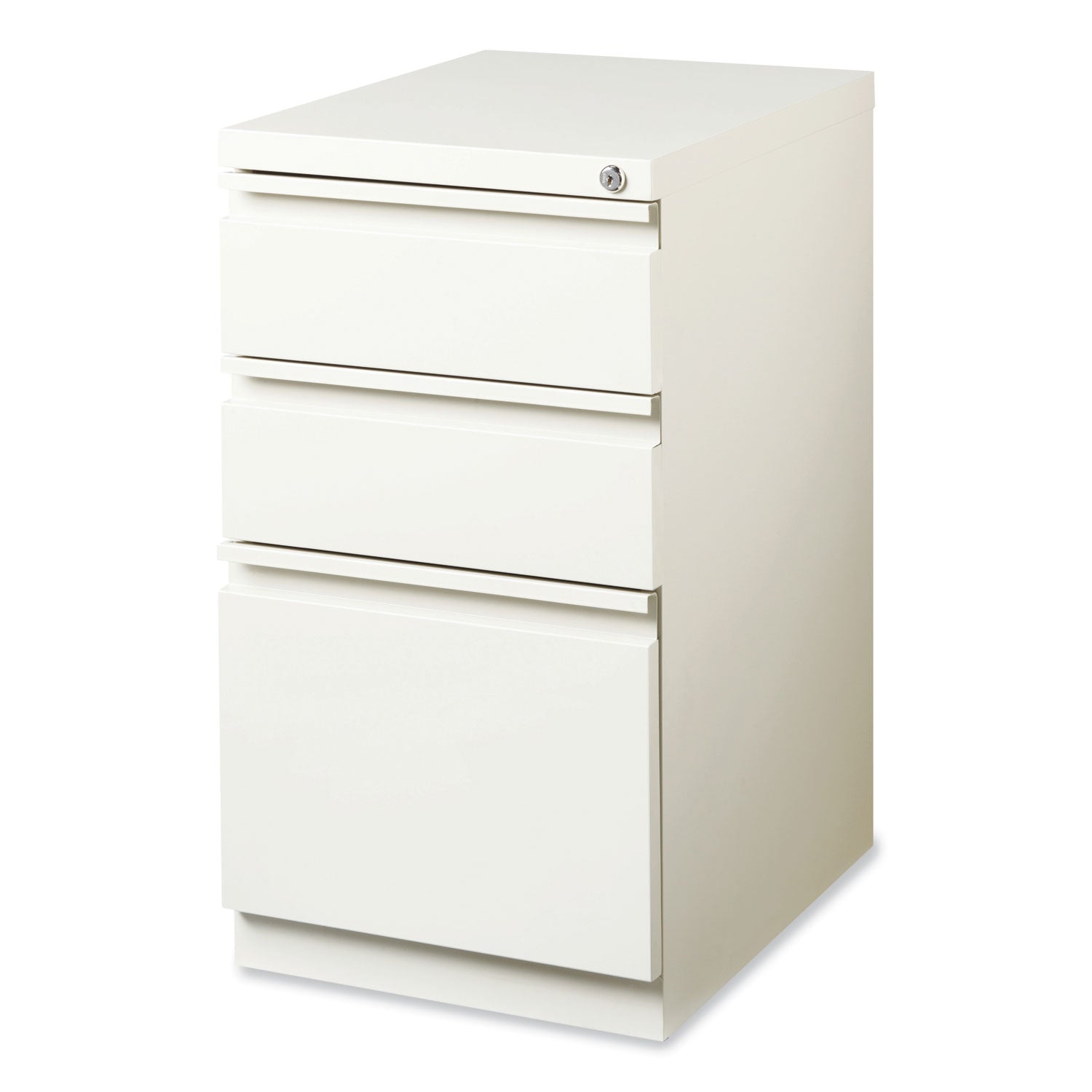 Hirsh Industries® Full-Width Pull 20 Deep Mobile Pedestal File, 3-Drawer: Box/Box/File, Letter, White, 15 x 19.88 x 27.75