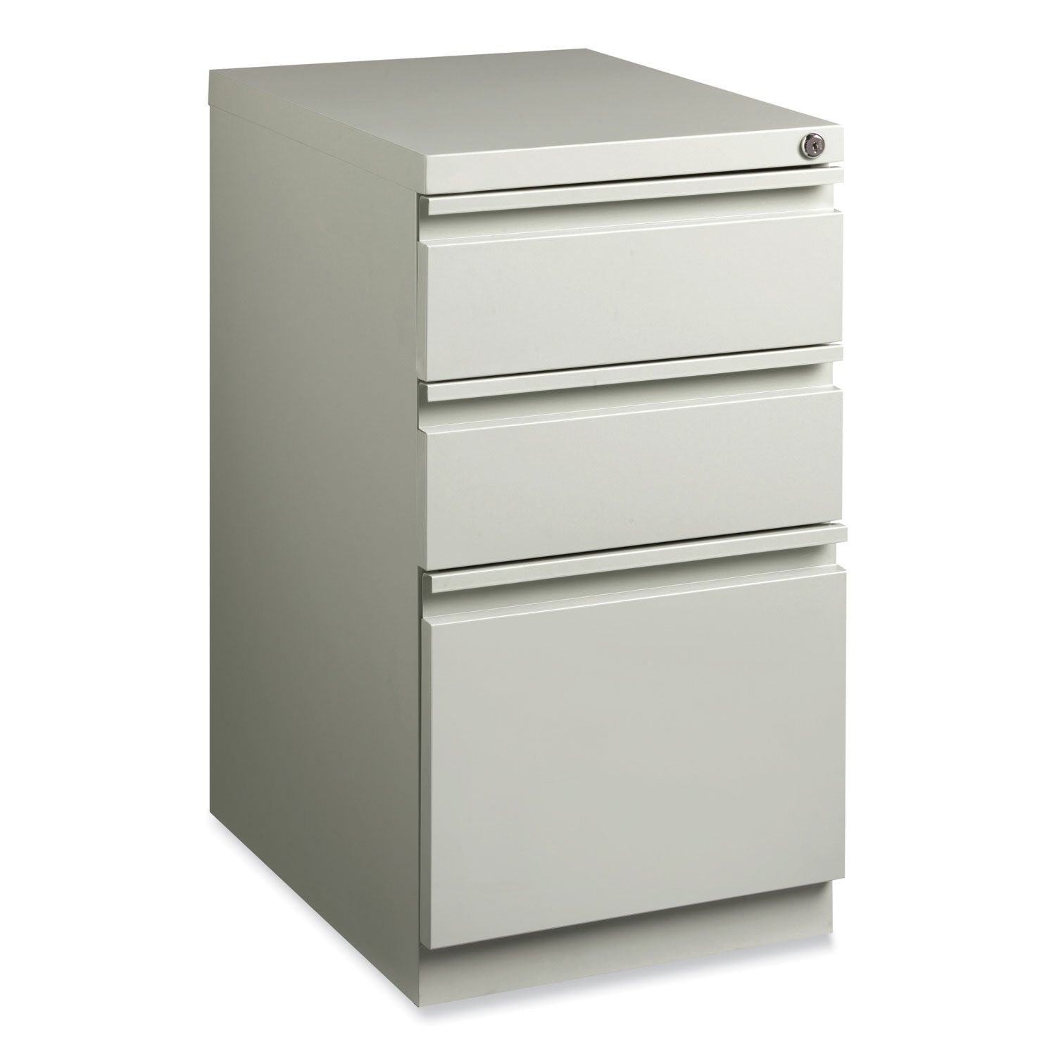 Hirsh Industries® Full-Width Pull 20 Deep Mobile Pedestal File, 3-Drawer: Box/Box/File, Letter, Light Gray, 15 x 19.88 x 27.75