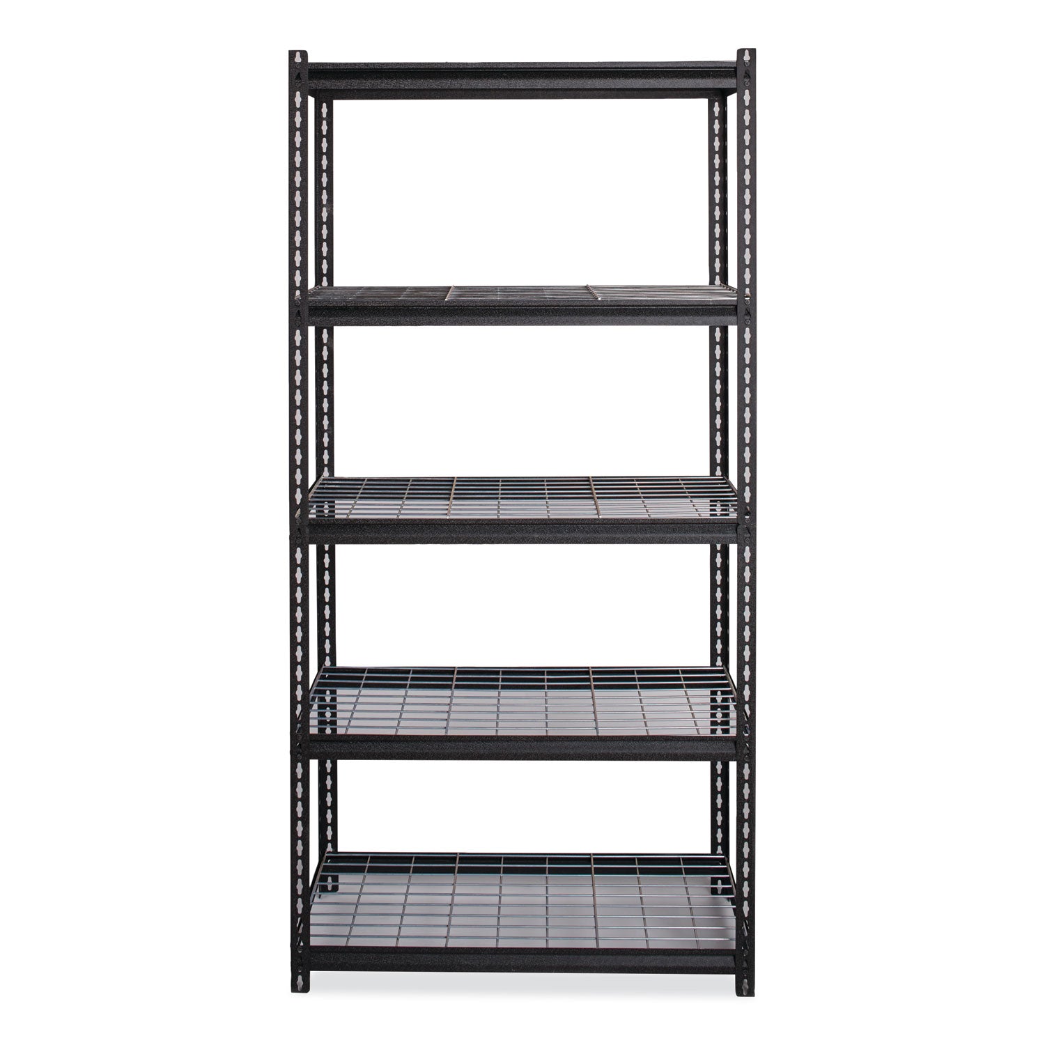 Hirsh Industries® Iron Horse 2300 Wire Deck Shelving, Five-Shelf, 36w x 18d x 72h, Black