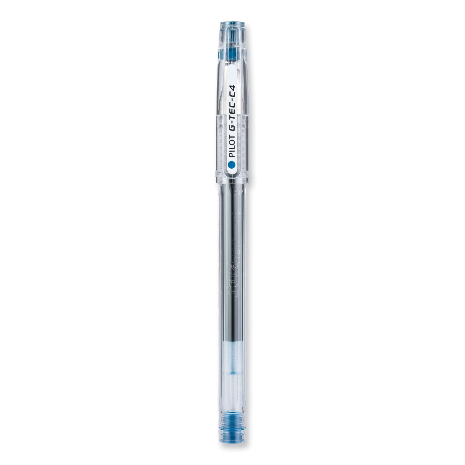 Pilot® G-TEC-C Ultra Gel Pen, Stick, Extra-Fine 0.4 mm, Blue Ink, Clear/Blue Barrel, Dozen