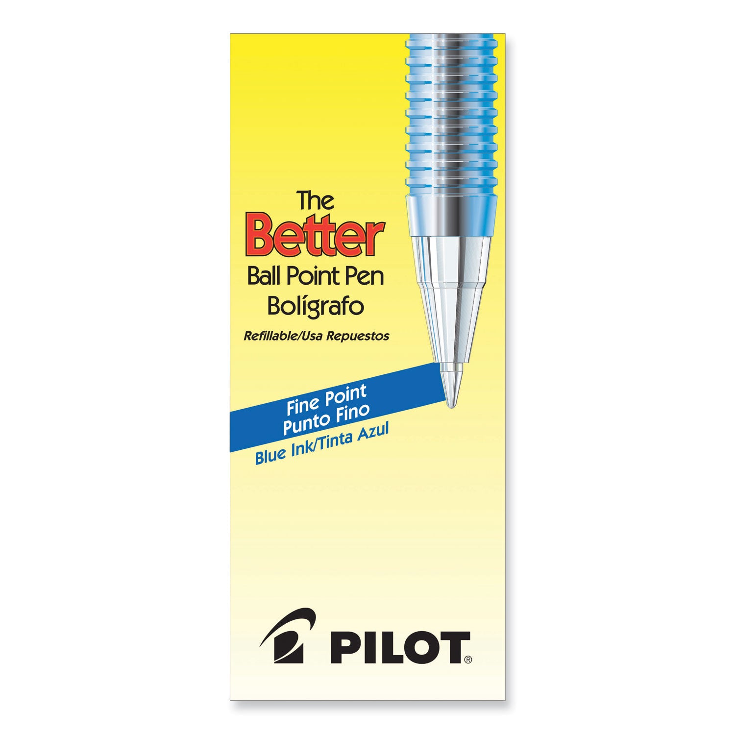 Pilot® Better Ballpoint Pen, Stick, Fine 0.7 mm, Blue Ink, Translucent Blue Barrel, Dozen