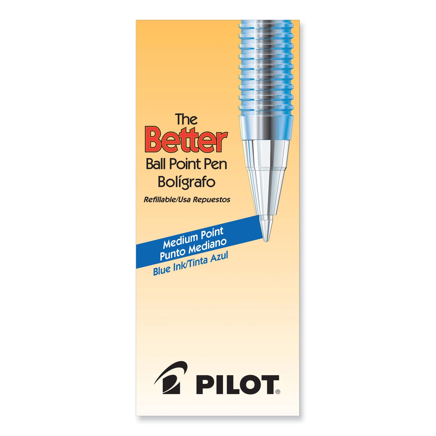 Pilot® Better Ballpoint Pen, Stick, Medium 1 mm, Blue Ink, Translucent Blue Barrel, Dozen