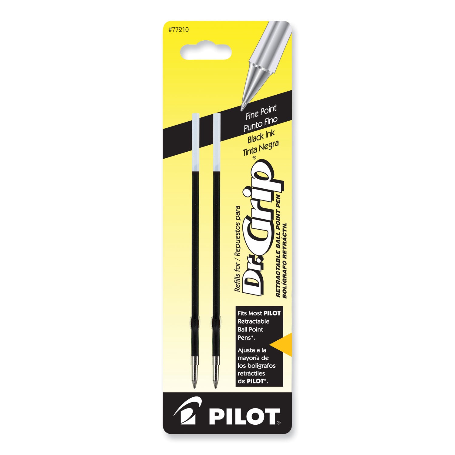 Pilot® Refill for Dr. Grip, Easytouch, The Better, B2P and Rex Grip BeGreen Ballpoint Pens, Fine Conical Tip, Black Ink, 2/Pack