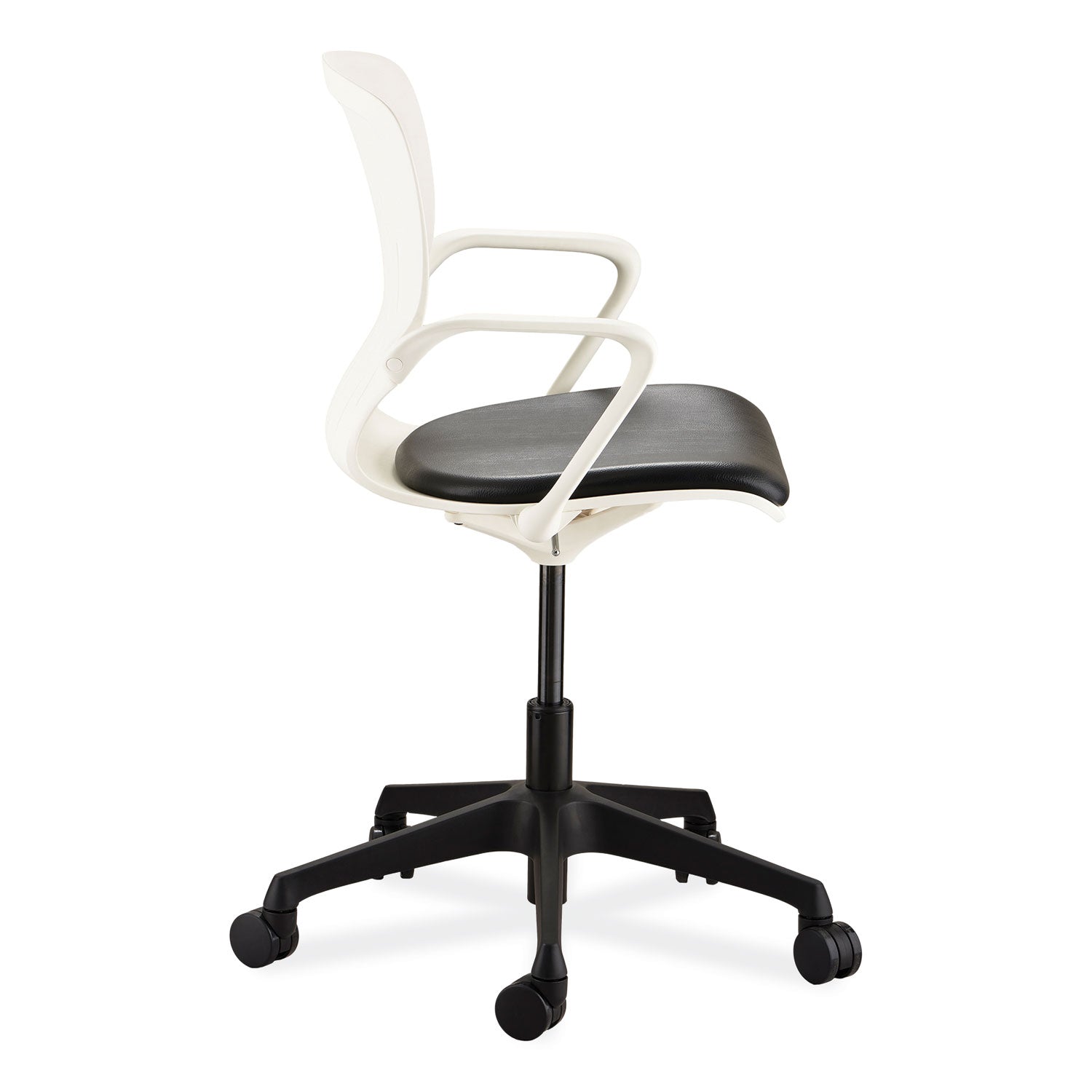 Safco® Shell Desk Chair, Supports Up to 275 lb, 17" to 20" Seat Height, Black Seat, White Back, Black/White Base