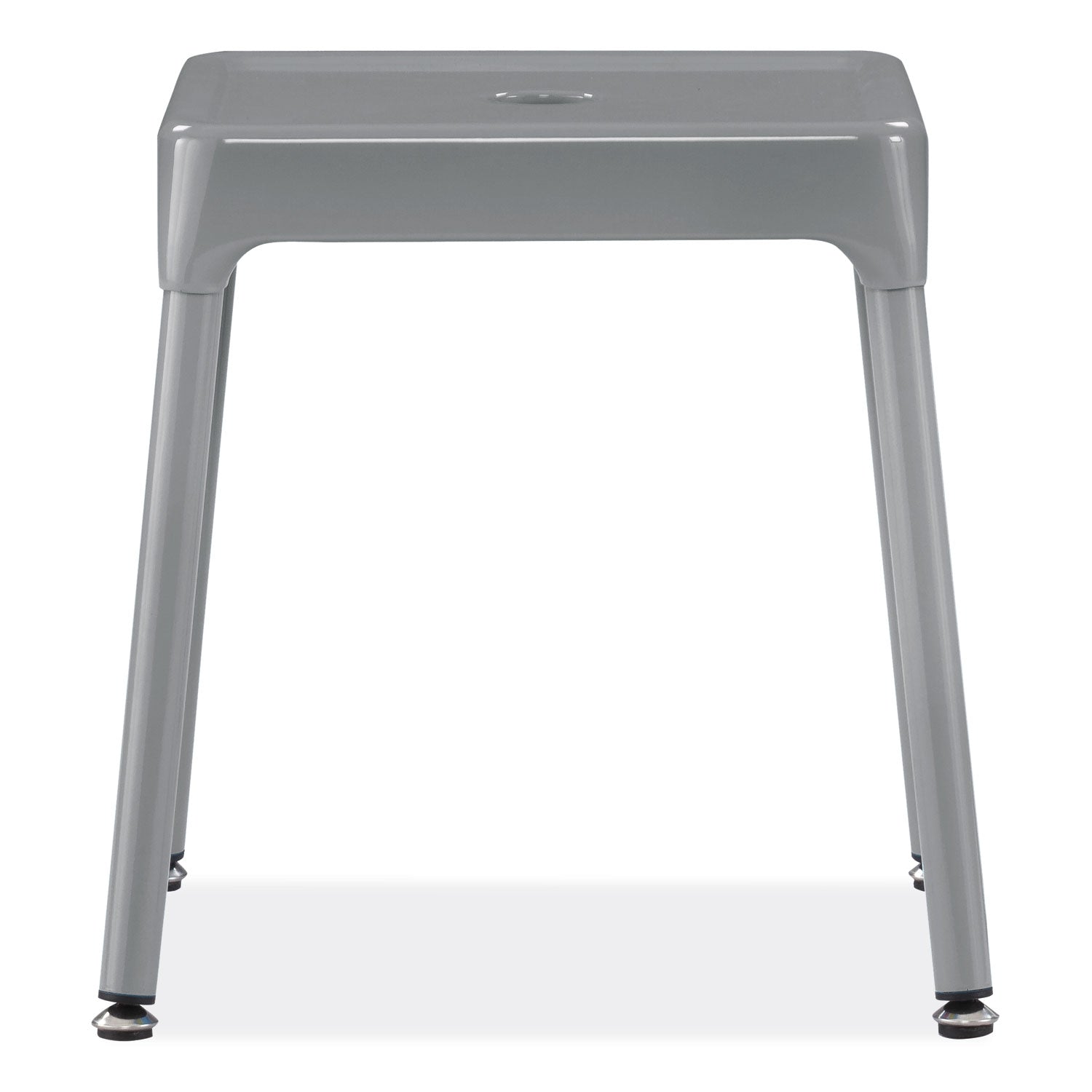 Safco® Steel Guest Stool, Backless, Supports Up to 275 lb, 15" to 15.5" Seat Height, Silver Seat, Silver Base