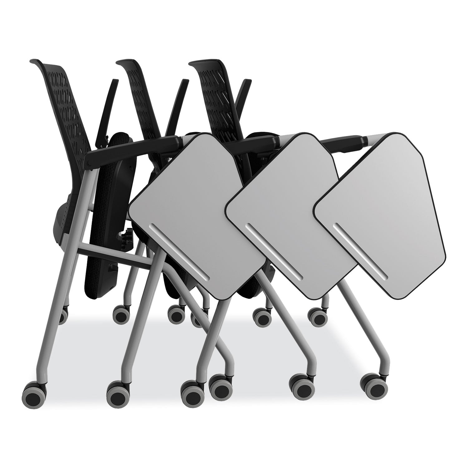 Thesis Training Chair with Flex Back and Tablet, Support Up to 250 lb, 18" Seat Height, Black Seat, Gray Base, 2/Carton Safco® Flipcost