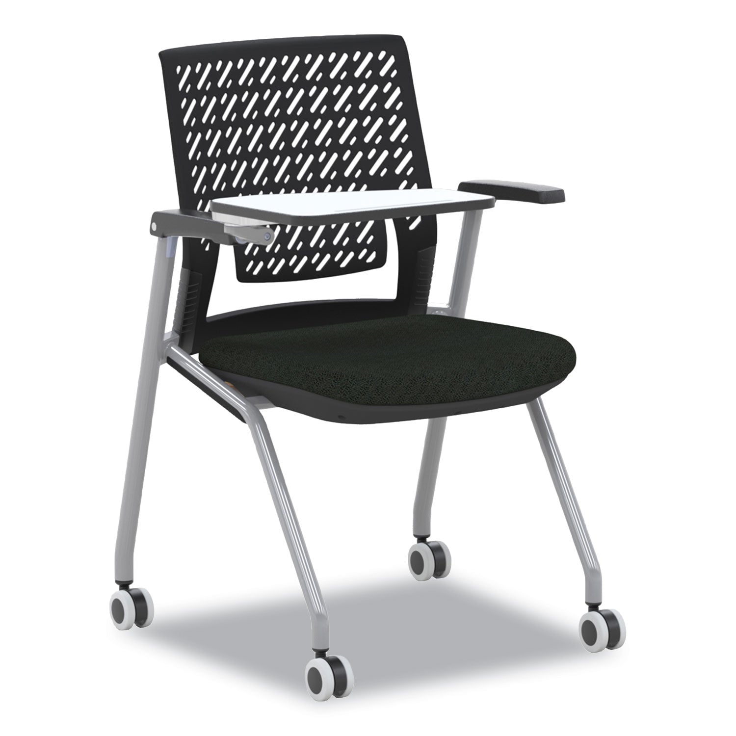 Thesis Training Chair with Flex Back and Tablet, Support Up to 250 lb, 18" Seat Height, Black Seat, Gray Base, 2/Carton