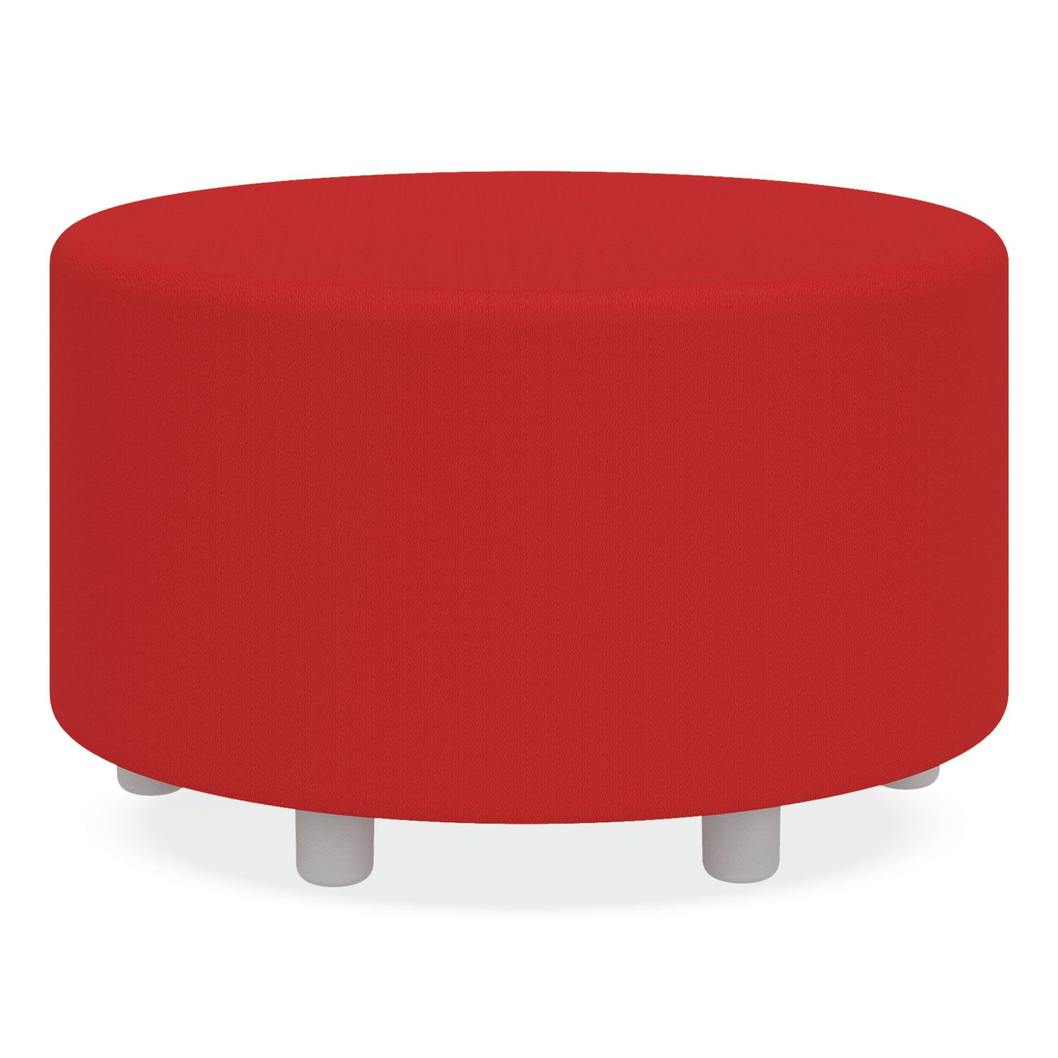 Learn 30" Cylinder Vinyl Ottoman, 30w x 30d x 18h, Red