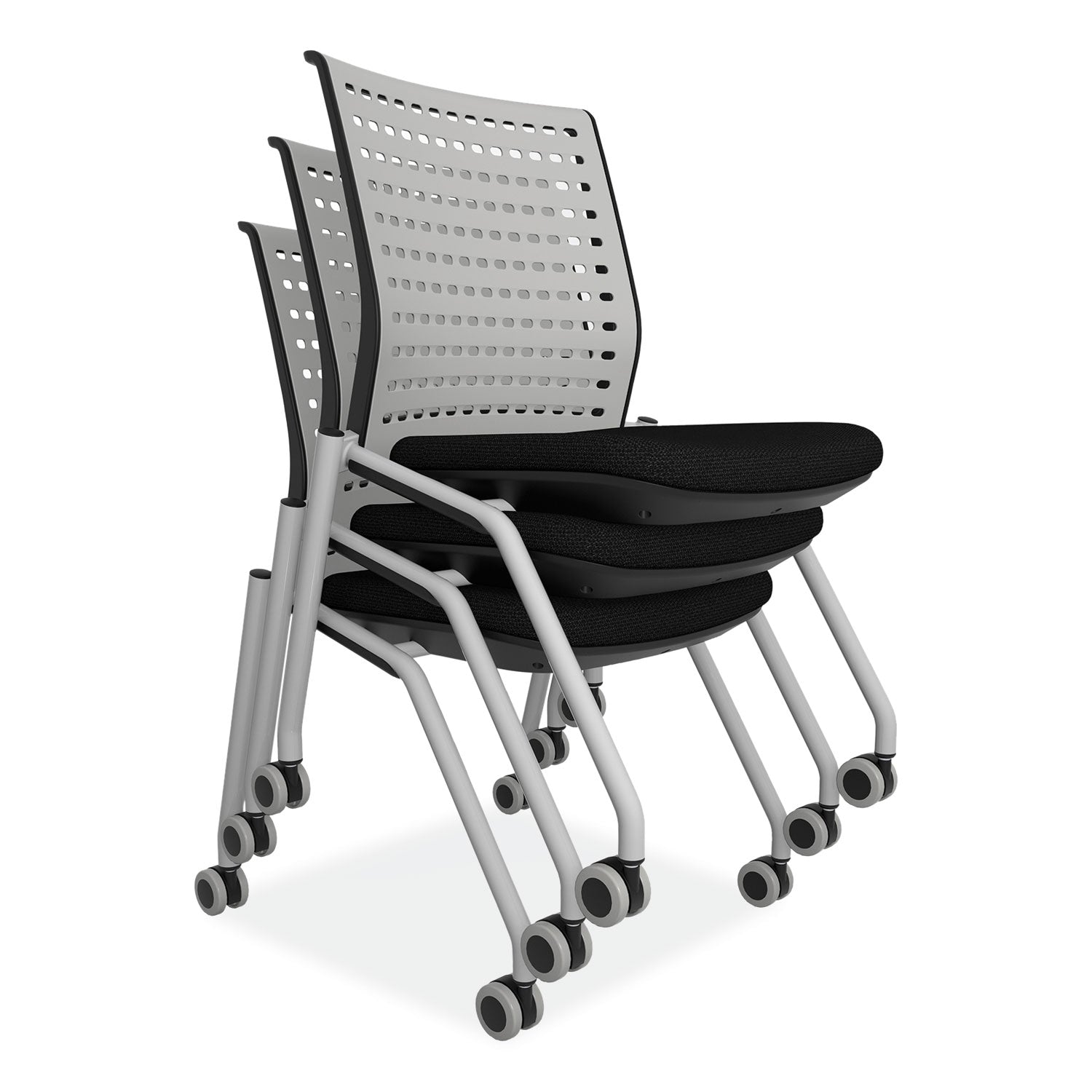 Safco® Thesis Training Chair with Static Back, Supports Up to 250 lb, 18" Seat Height, Black Seat, Gray Back, Gray Base, 2/Carton