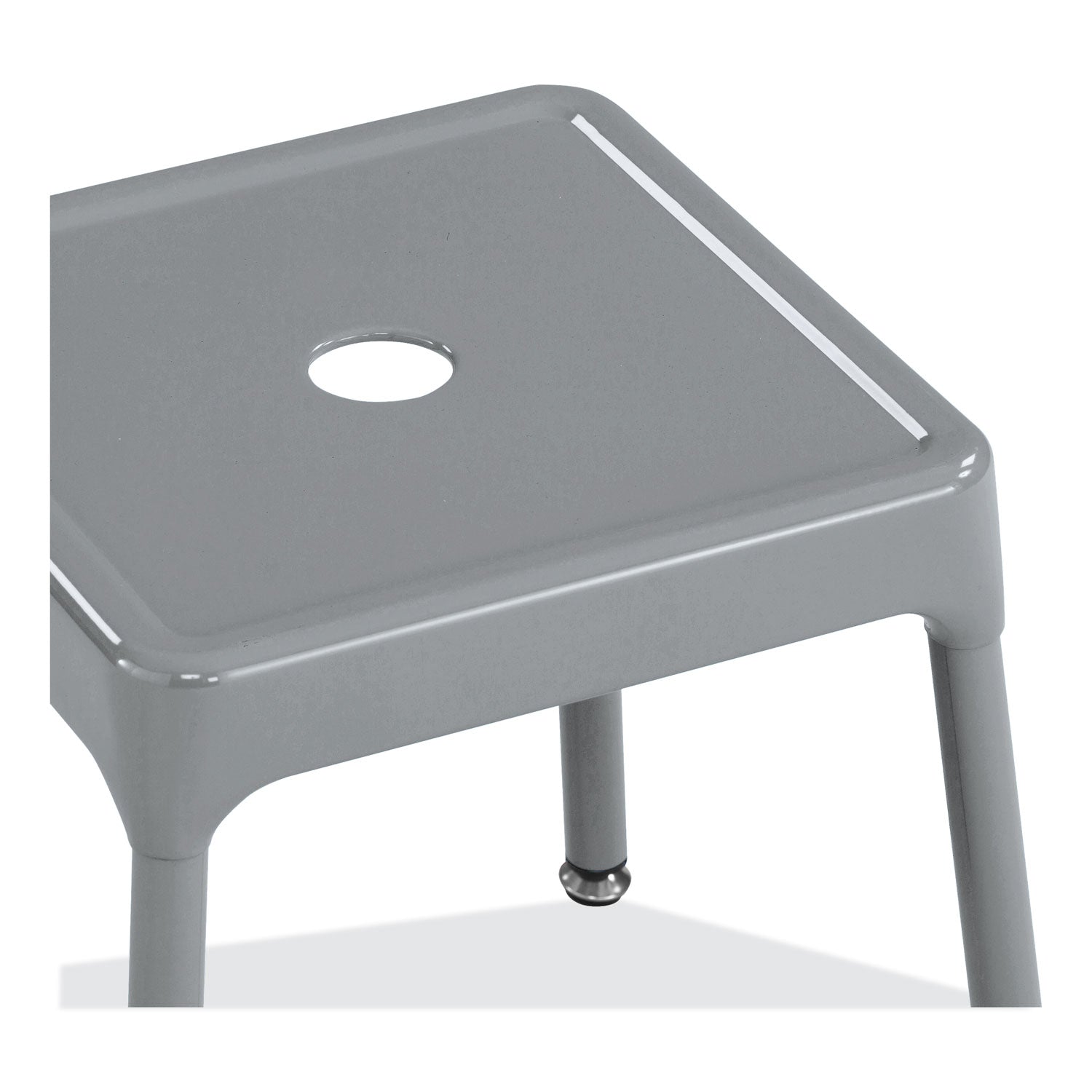 Safco® Steel Guest Stool, Backless, Supports Up to 275 lb, 15" to 15.5" Seat Height, Silver Seat, Silver Base