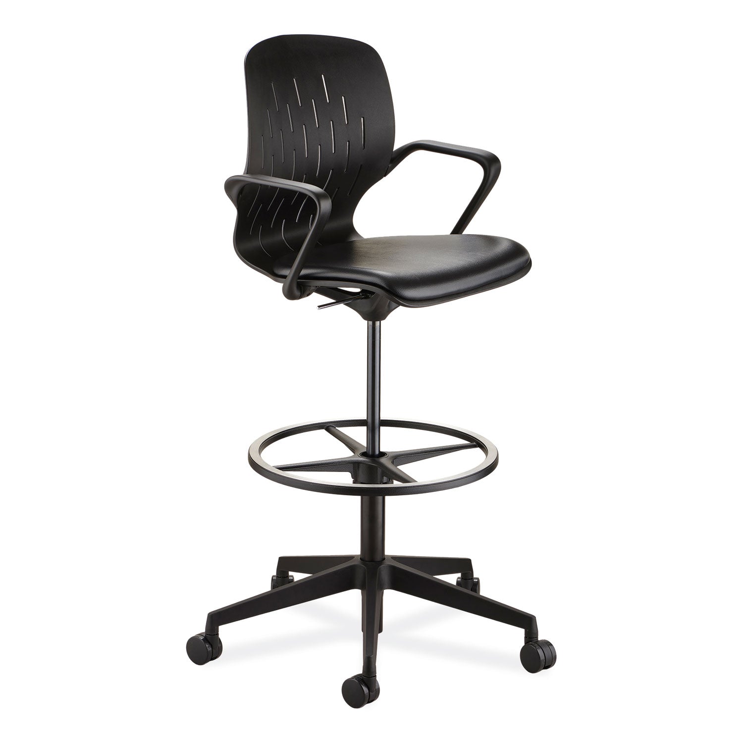 Shell Extended-Height Chair, Supports Up to 275 lb, 22" to 32" Seat Height, Black Seat, Black Back, Black Base