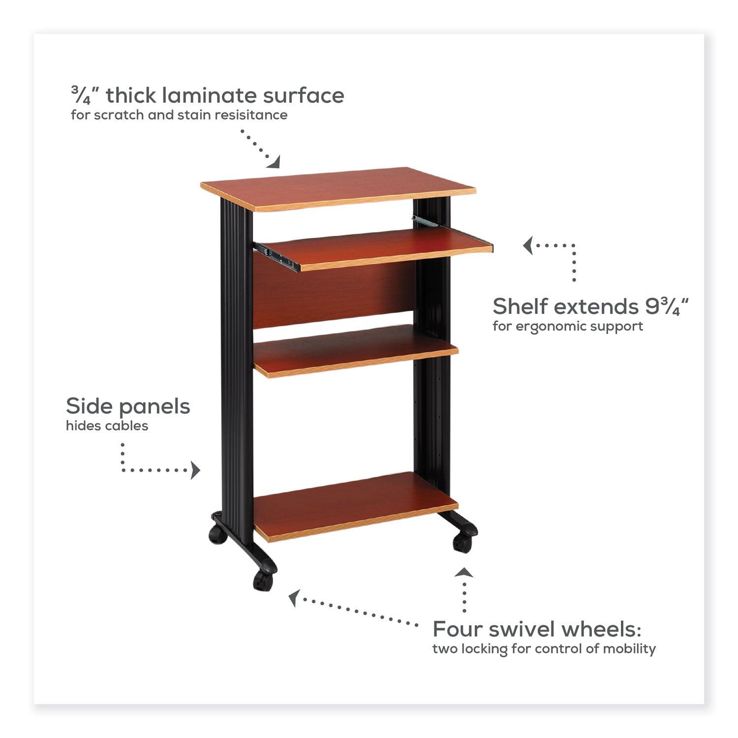 Safco® Muv Standing Desk, 29.5" x 22" x 45", Cherry